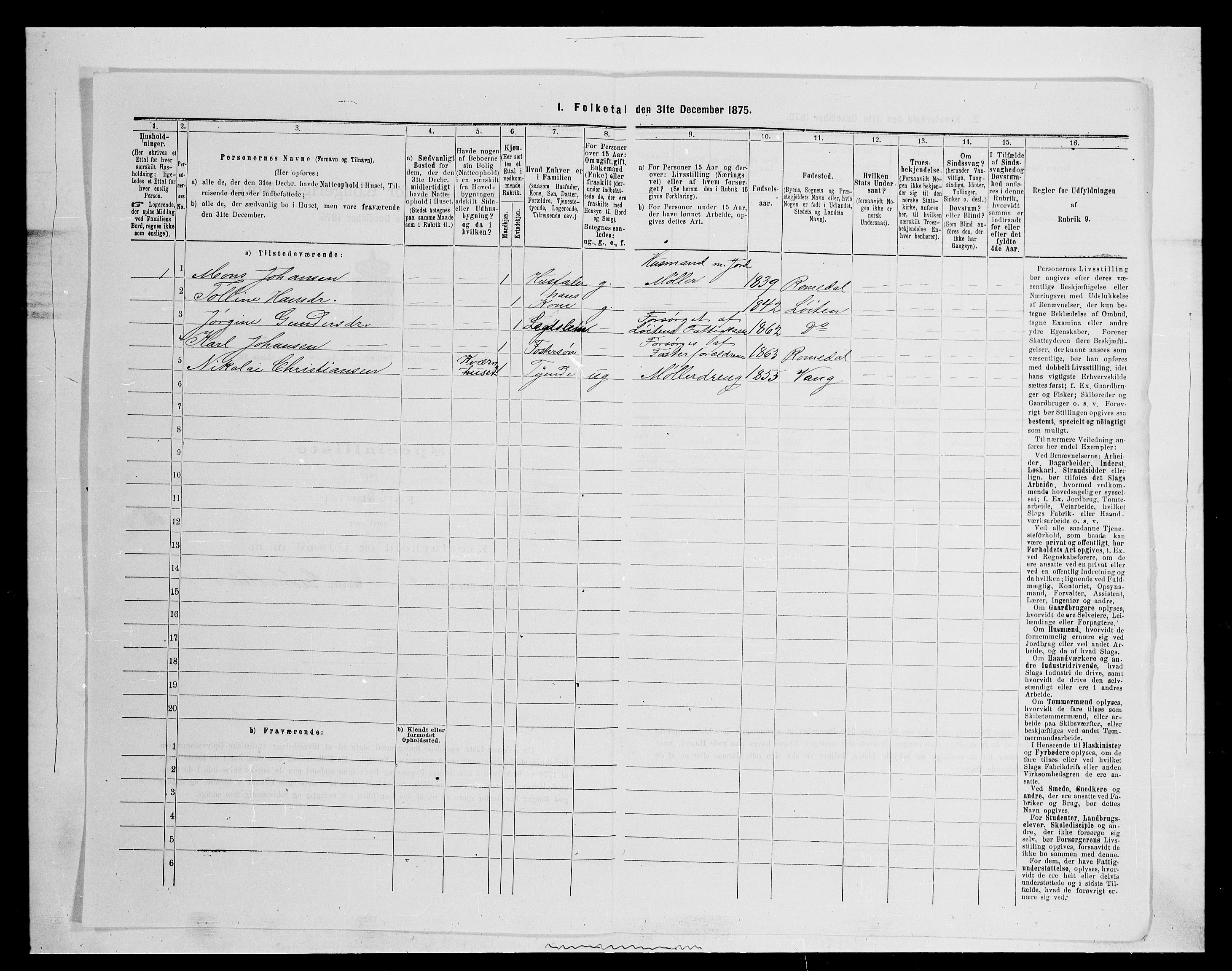 SAH, Folketelling 1875 for 0416P Romedal prestegjeld, 1875, s. 285