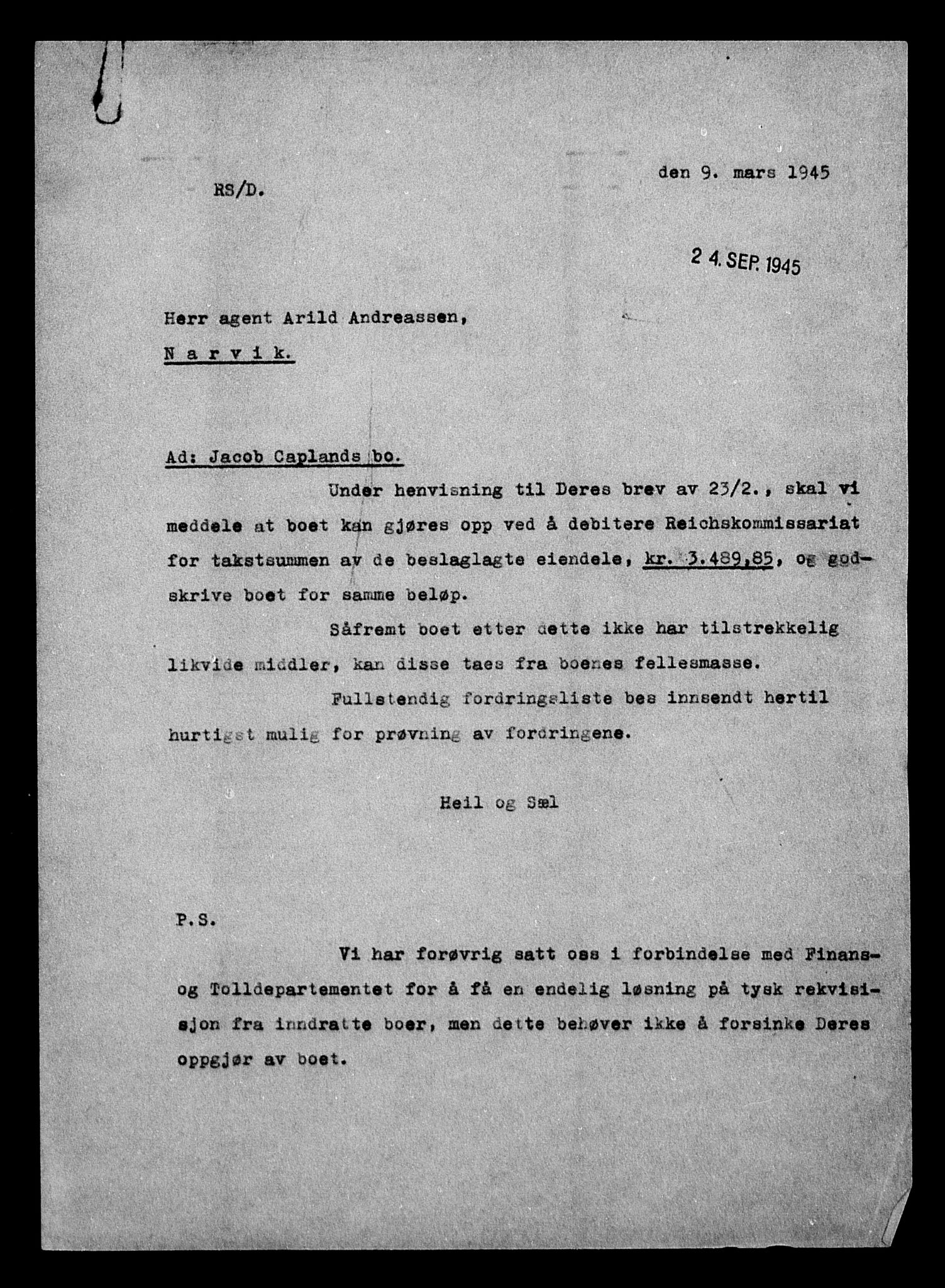 Justisdepartementet, Tilbakeføringskontoret for inndratte formuer, AV/RA-S-1564/H/Hc/Hcb/L0911: --, 1945-1947, s. 422