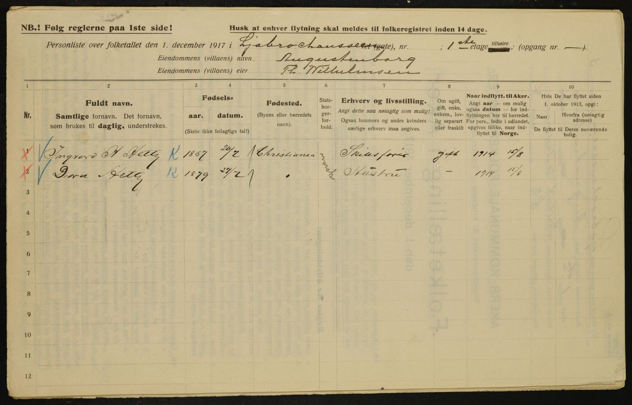 OBA, Kommunal folketelling 1.12.1917 for Aker, 1917, s. 20165