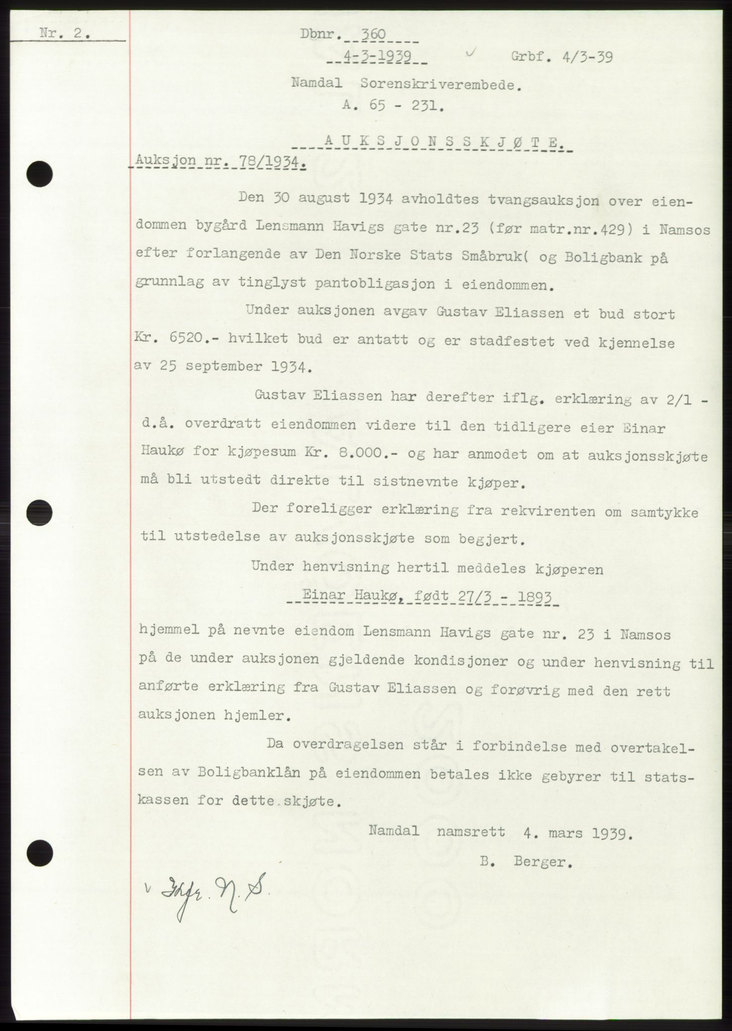 Namdal sorenskriveri, SAT/A-4133/1/2/2C: Pantebok nr. -, 1937-1939, Tingl.dato: 04.03.1939