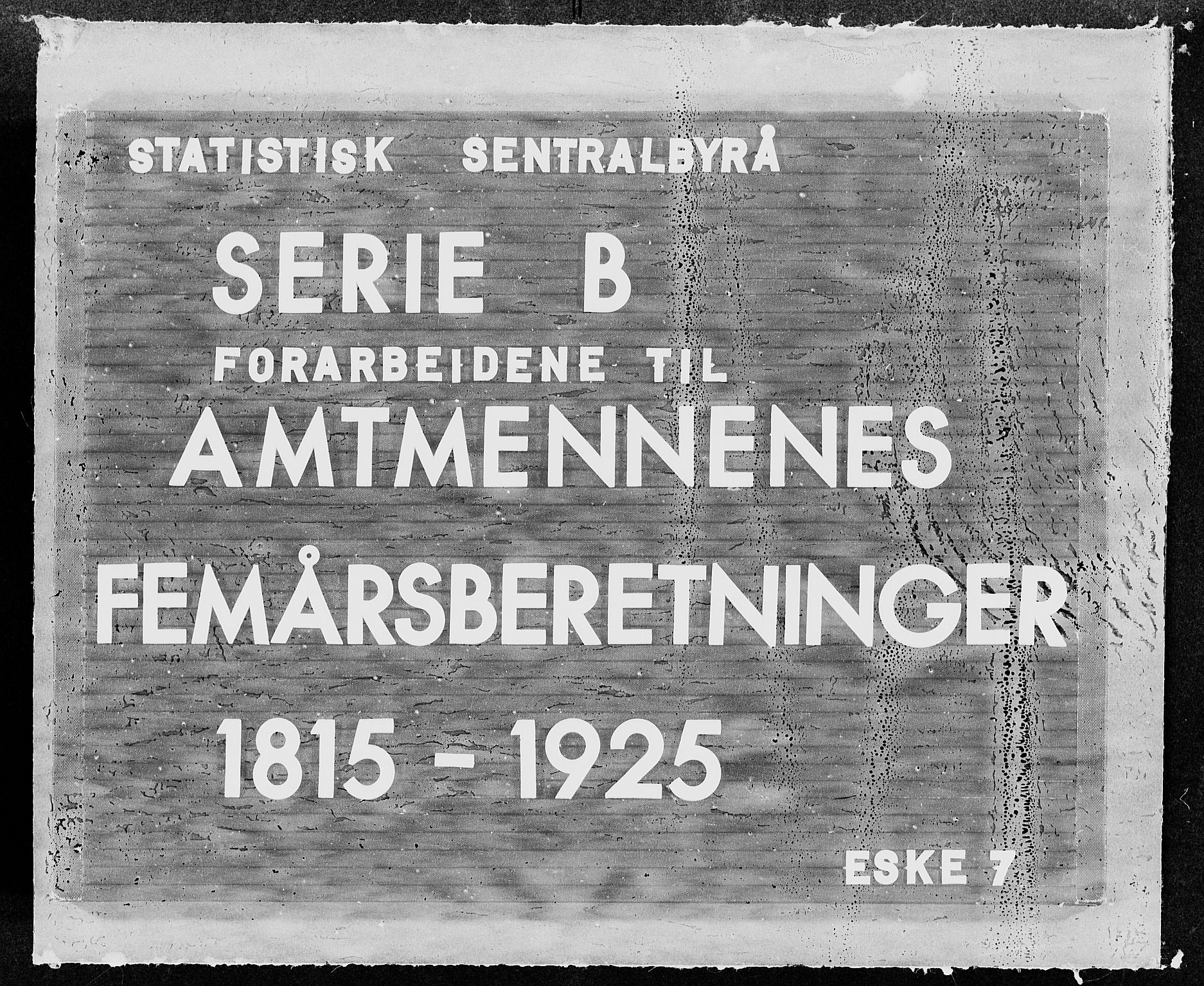 Statistisk sentralbyrå, Næringsøkonomiske emner, Generelt - Amtmennenes femårsberetninger, RA/S-2233/F/Fa/L0007: --, 1846-1850, s. 1