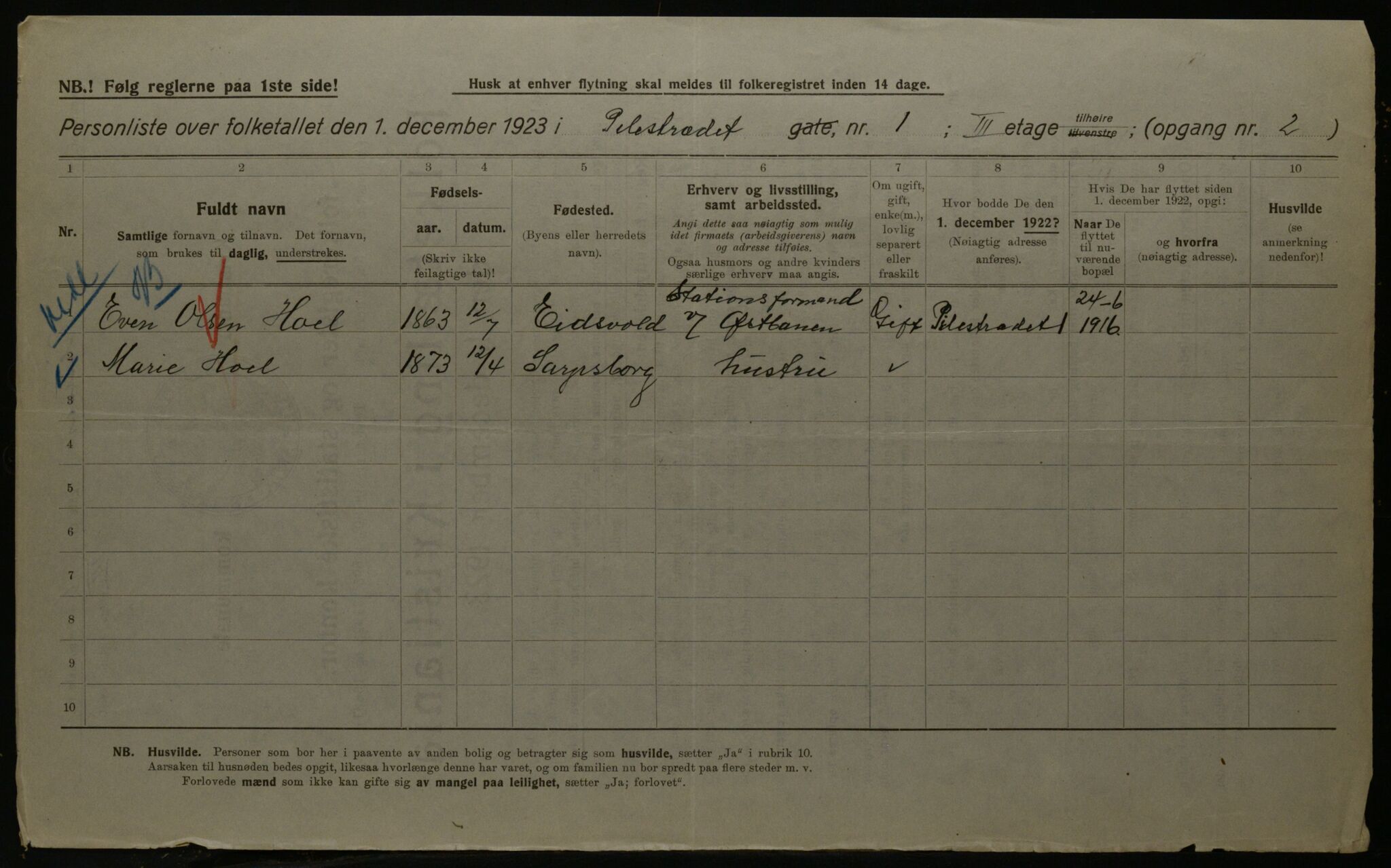 OBA, Kommunal folketelling 1.12.1923 for Kristiania, 1923, s. 86867