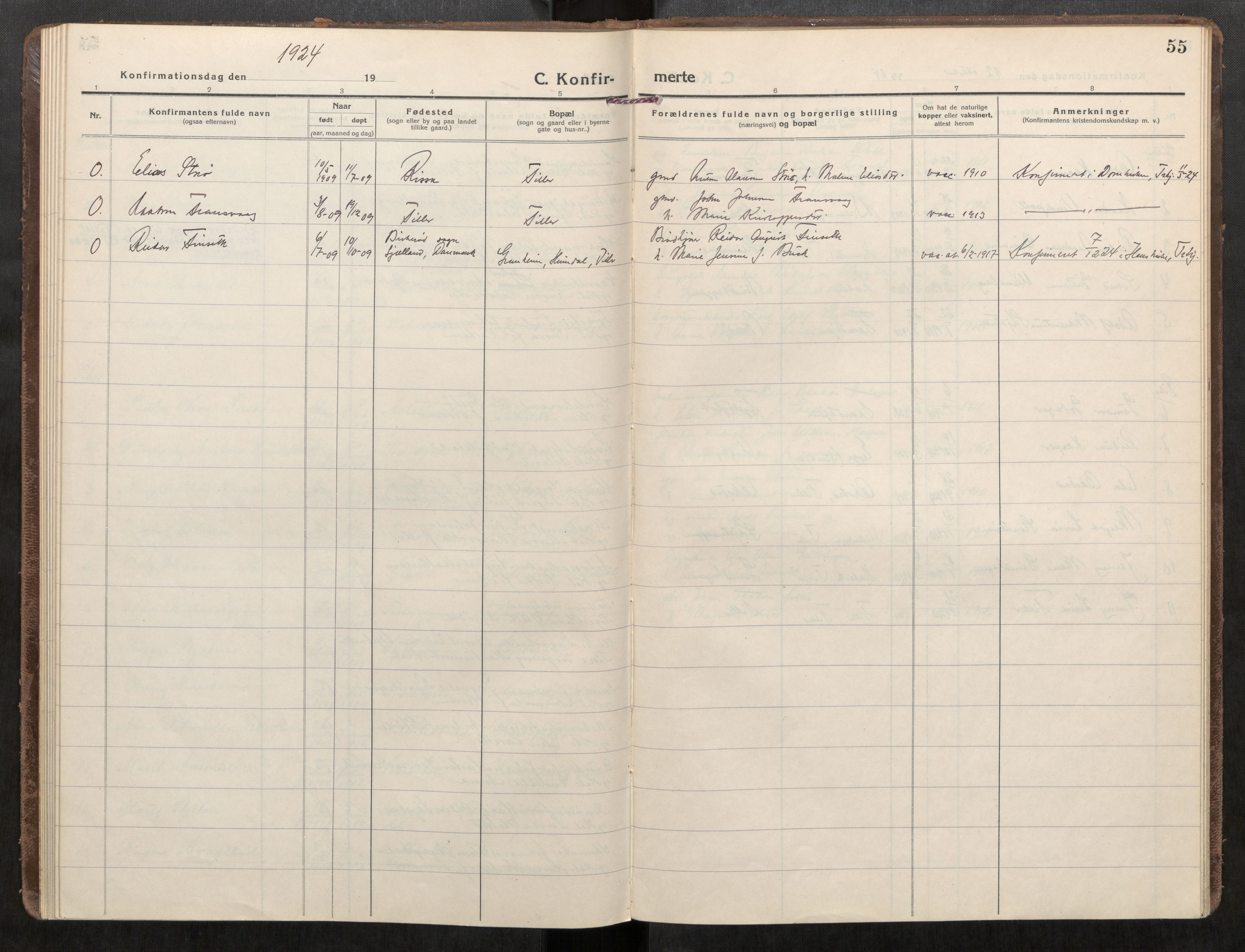 Klæbu sokneprestkontor, AV/SAT-A-1112: Ministerialbok nr. 3, 1917-1924, s. 55