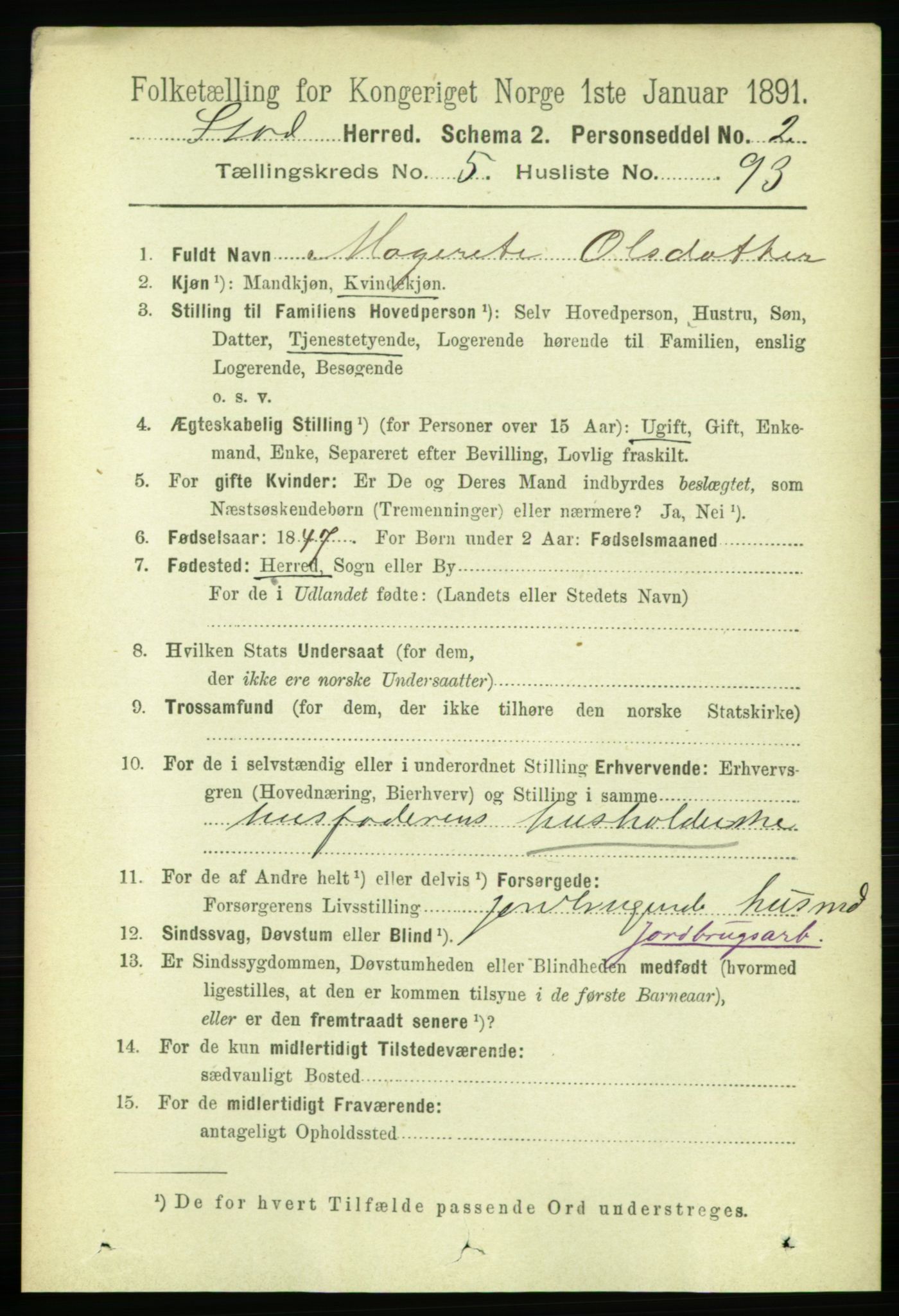 RA, Folketelling 1891 for 1734 Stod herred, 1891, s. 2843