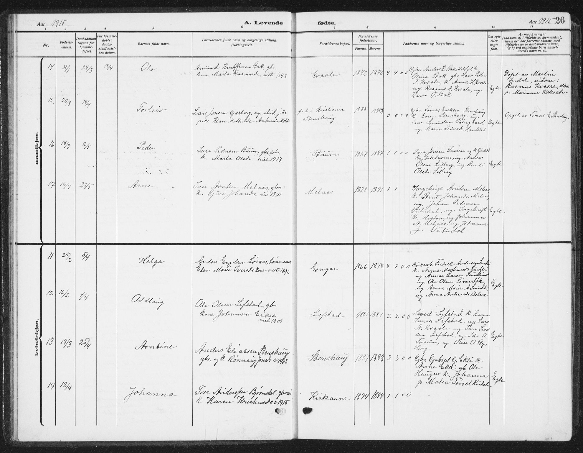 Ministerialprotokoller, klokkerbøker og fødselsregistre - Sør-Trøndelag, AV/SAT-A-1456/668/L0820: Klokkerbok nr. 668C09, 1912-1936, s. 26