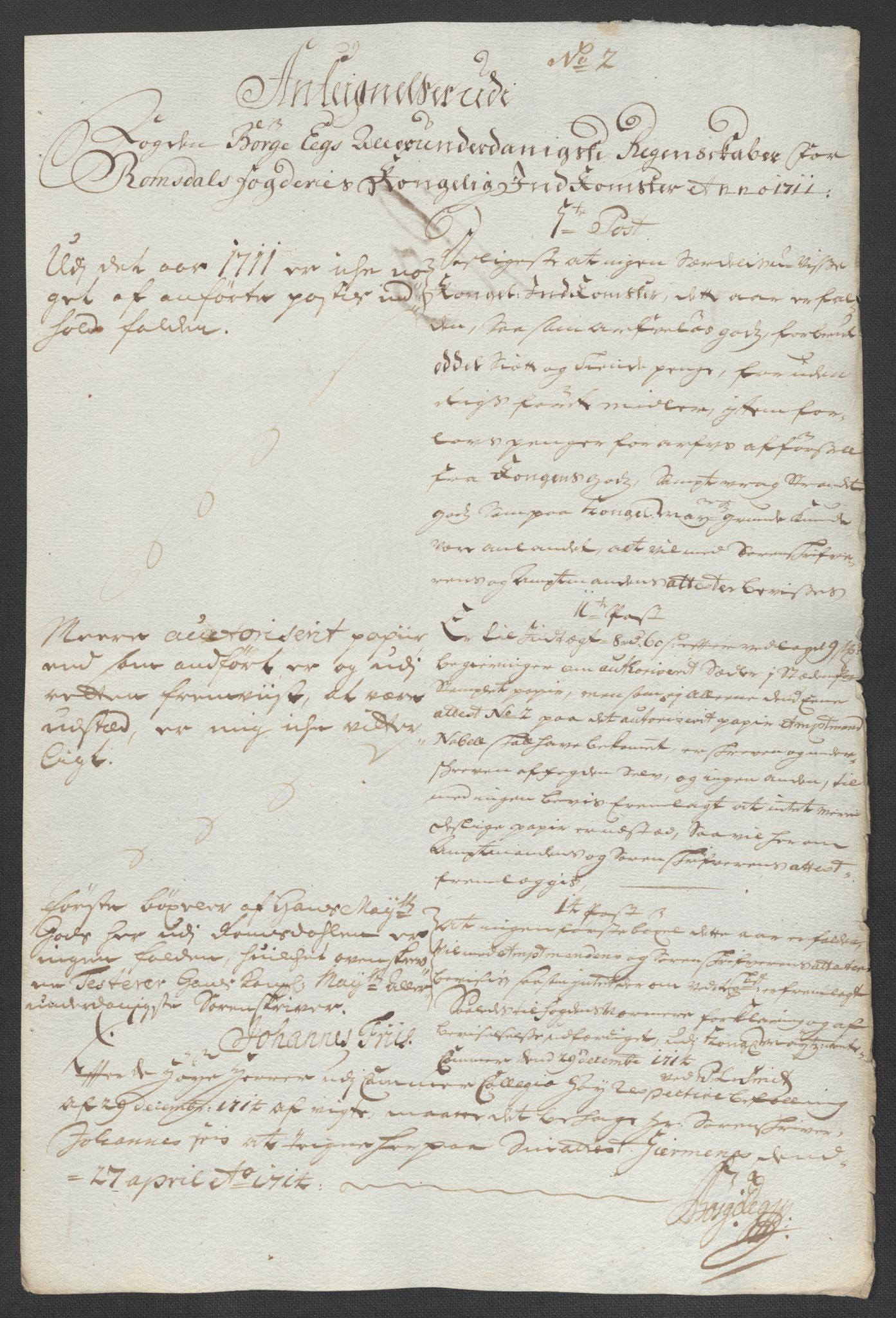 Rentekammeret inntil 1814, Reviderte regnskaper, Fogderegnskap, AV/RA-EA-4092/R55/L3660: Fogderegnskap Romsdal, 1711, s. 471