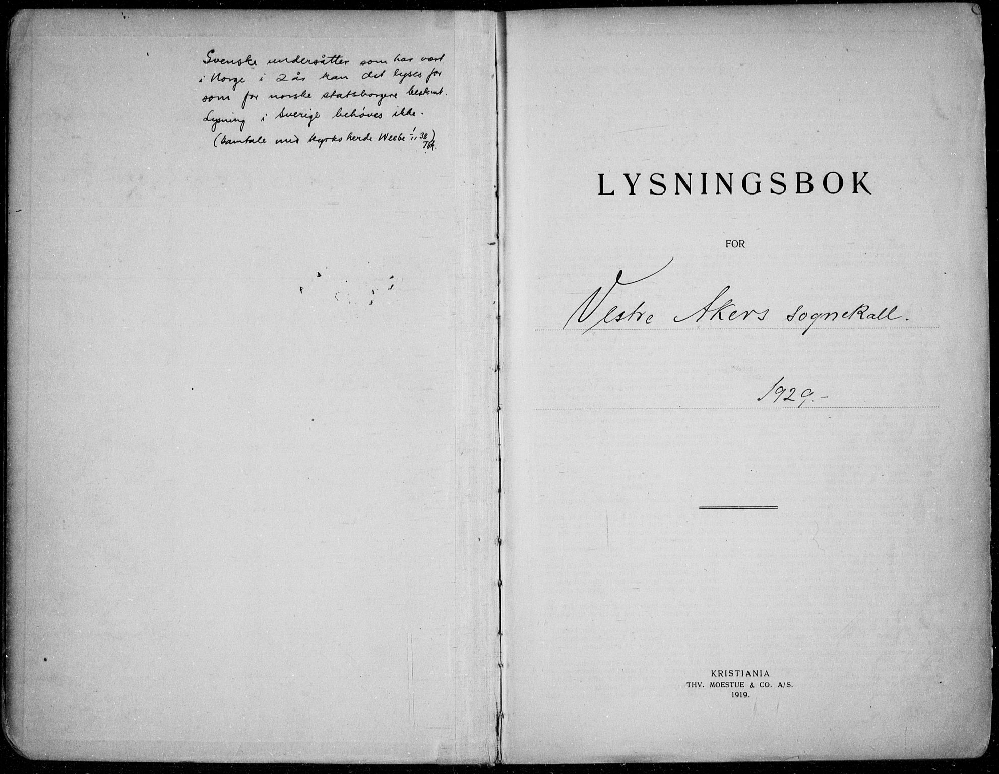 Vestre Aker prestekontor Kirkebøker, AV/SAO-A-10025/H/Ha/L0006: Lysningsprotokoll nr. 6, 1929-1940