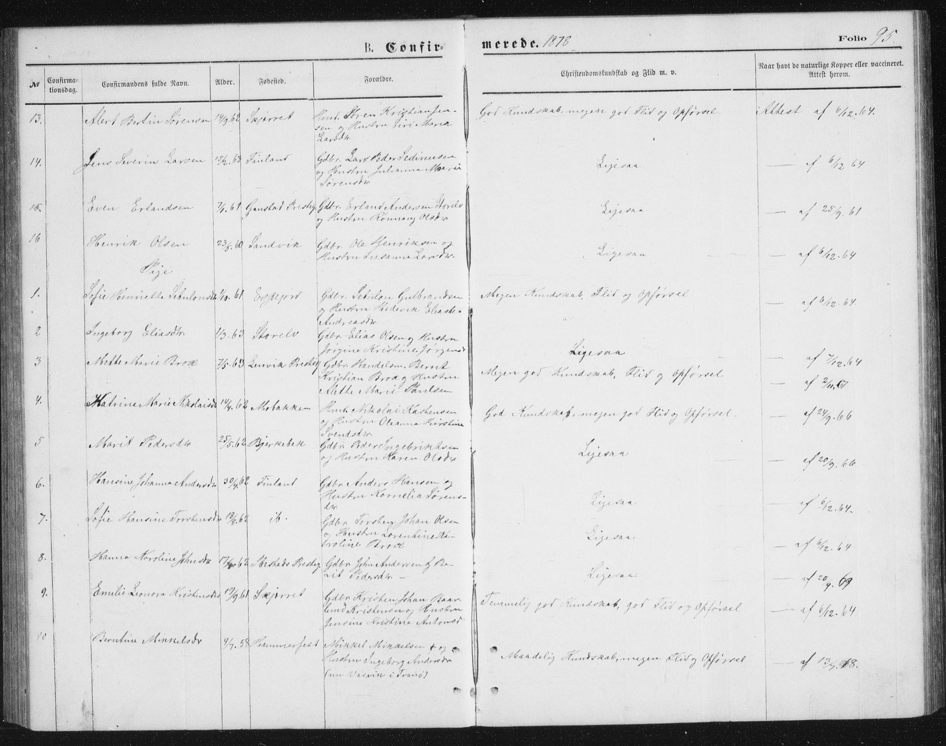 Tranøy sokneprestkontor, AV/SATØ-S-1313/I/Ia/Iab/L0013klokker: Klokkerbok nr. 13, 1874-1896, s. 95