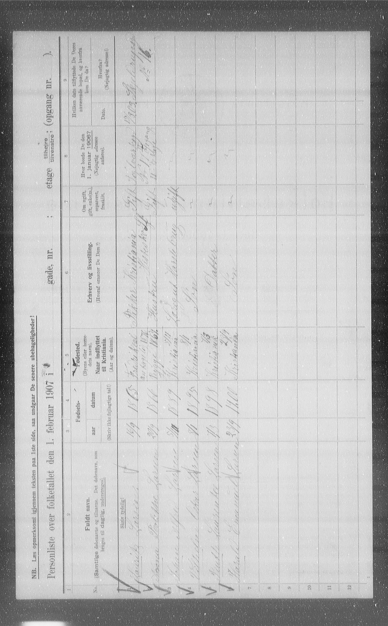 OBA, Kommunal folketelling 1.2.1907 for Kristiania kjøpstad, 1907, s. 54711