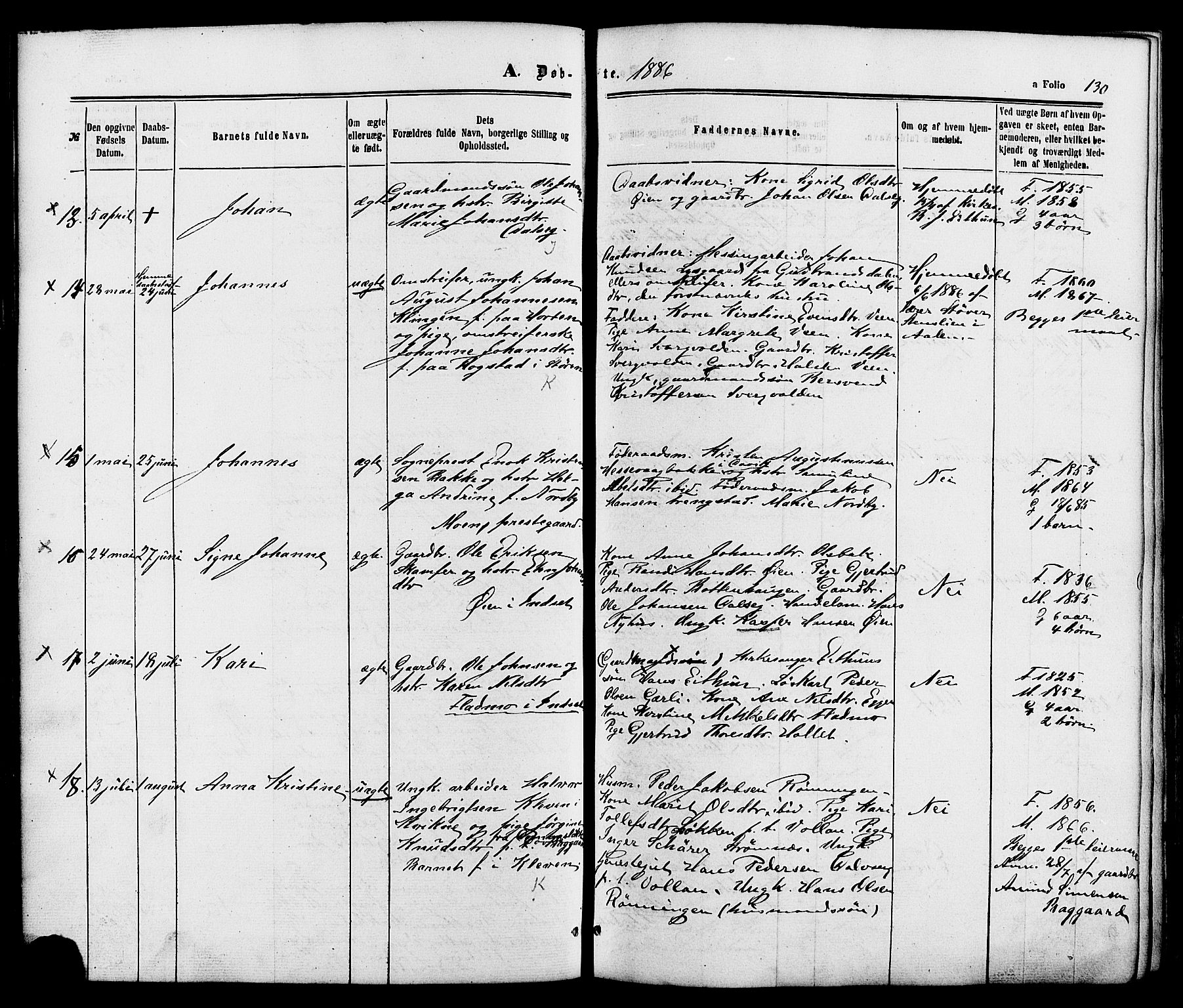 Kvikne prestekontor, AV/SAH-PREST-064/H/Ha/Haa/L0006: Ministerialbok nr. 6, 1863-1886, s. 130