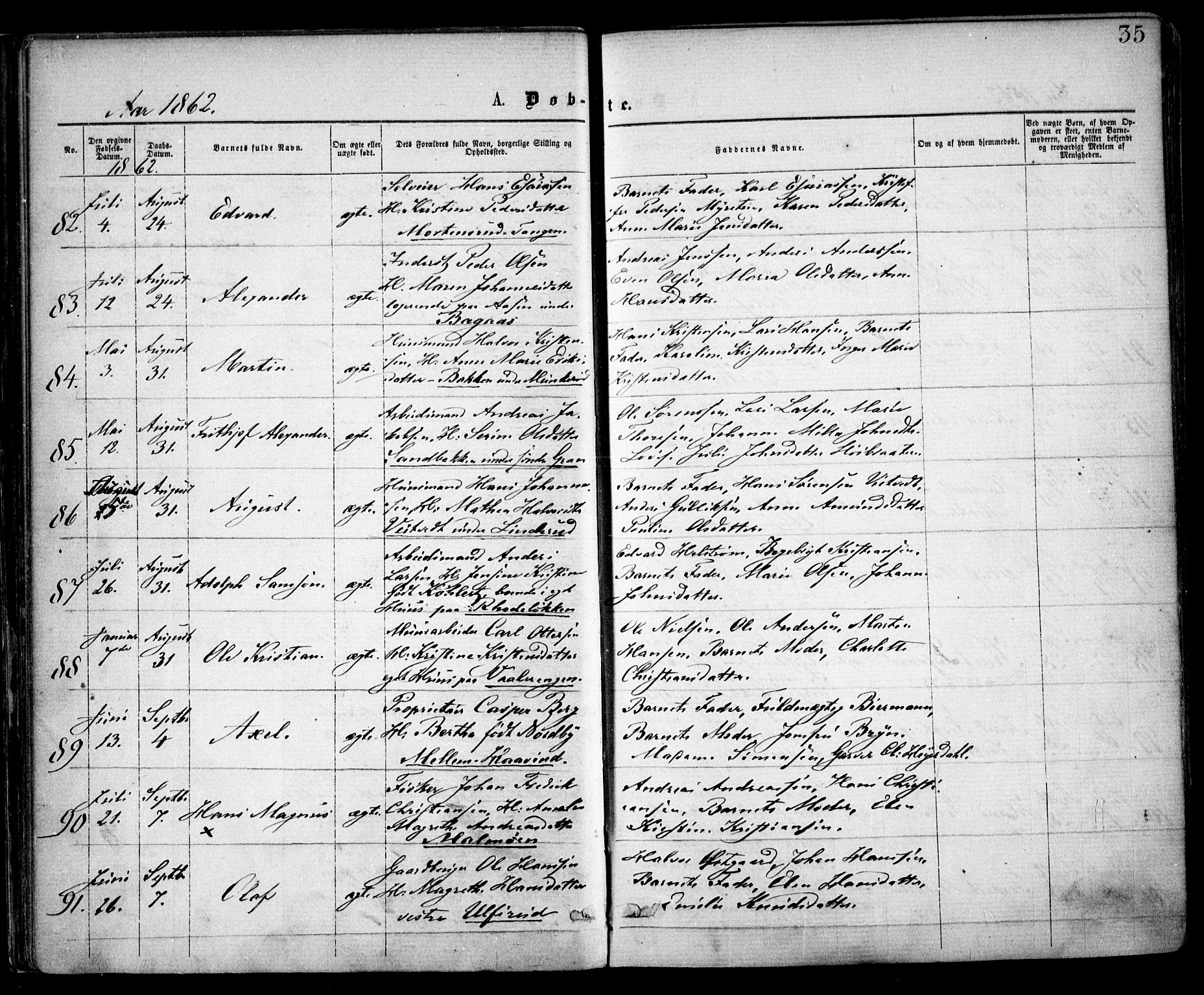 Østre Aker prestekontor Kirkebøker, AV/SAO-A-10840/F/Fa/L0001: Ministerialbok nr. I 1, 1861-1869, s. 35
