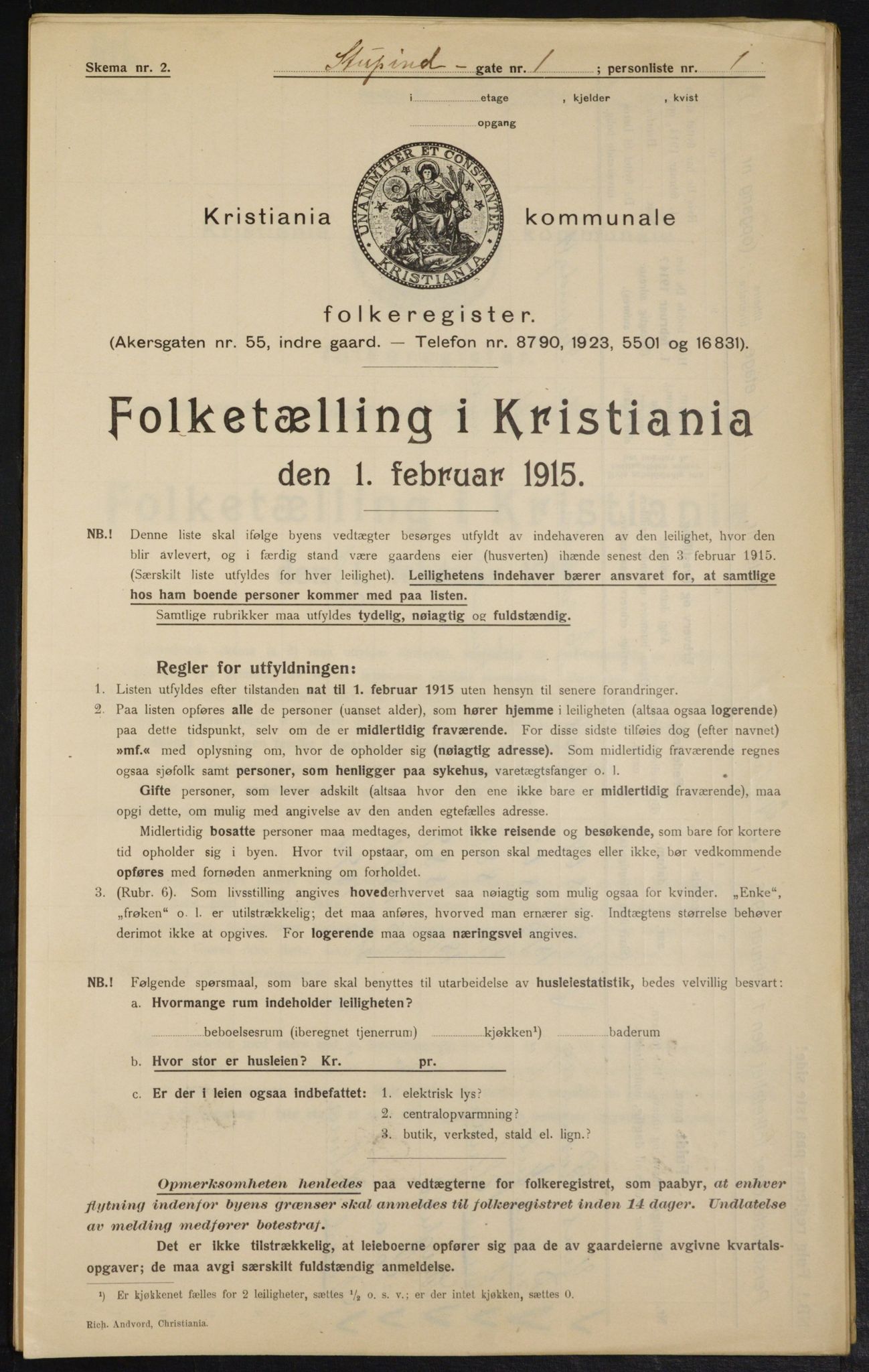 OBA, Kommunal folketelling 1.2.1915 for Kristiania, 1915, s. 104686