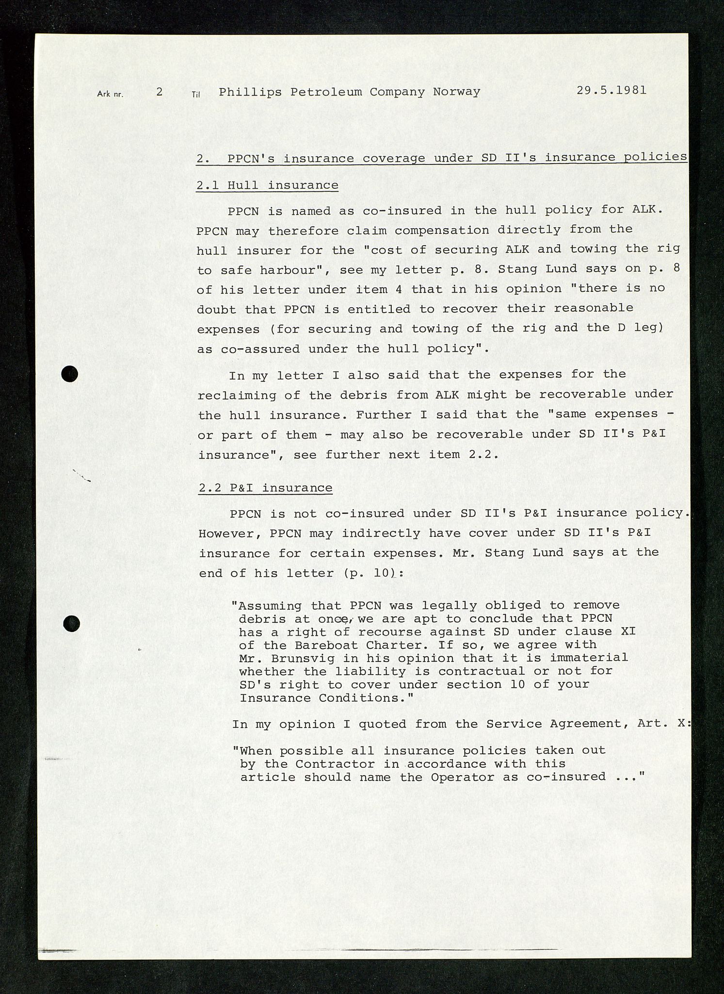 Pa 1503 - Stavanger Drilling AS, AV/SAST-A-101906/Da/L0017: Alexander L. Kielland - Saks- og korrespondansearkiv, 1981-1984, s. 193