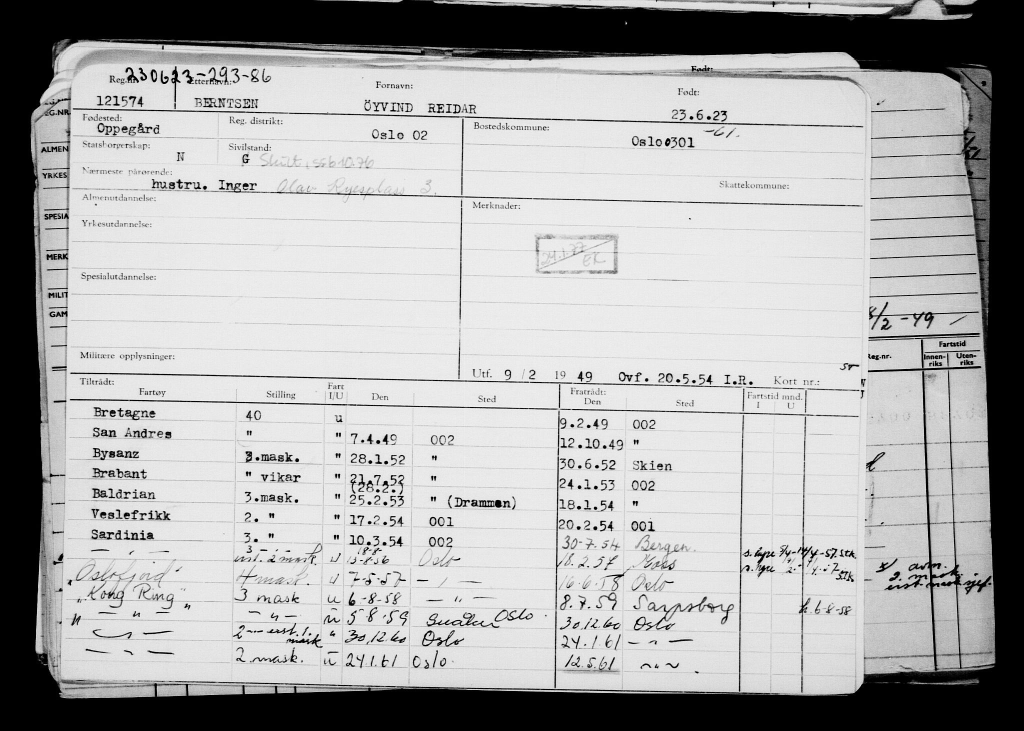 Direktoratet for sjømenn, AV/RA-S-3545/G/Gb/L0220: Hovedkort, 1923, s. 305