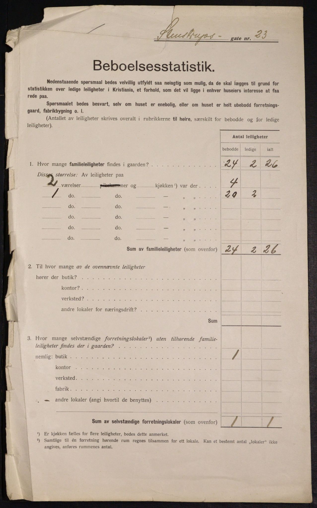 OBA, Kommunal folketelling 1.2.1913 for Kristiania, 1913, s. 101503