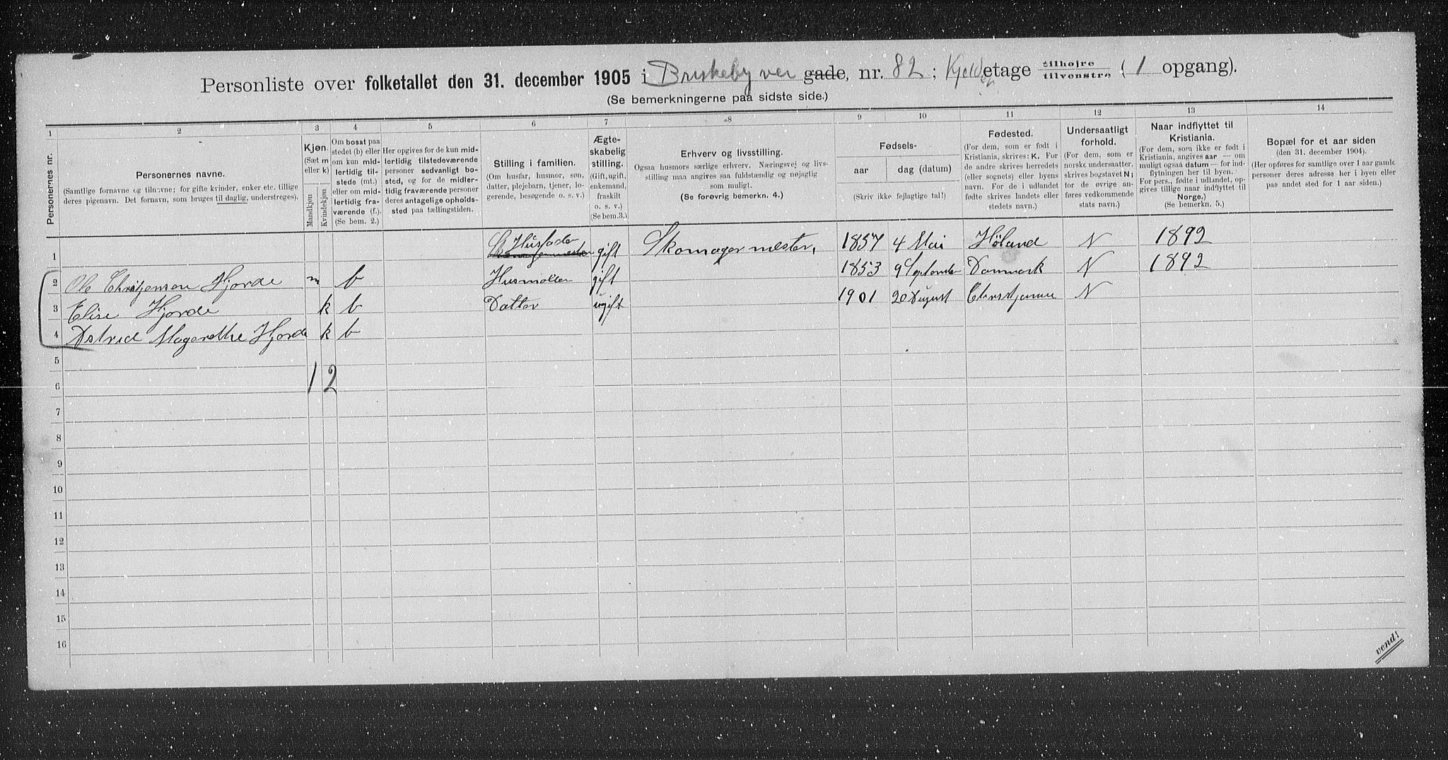 OBA, Kommunal folketelling 31.12.1905 for Kristiania kjøpstad, 1905, s. 4853
