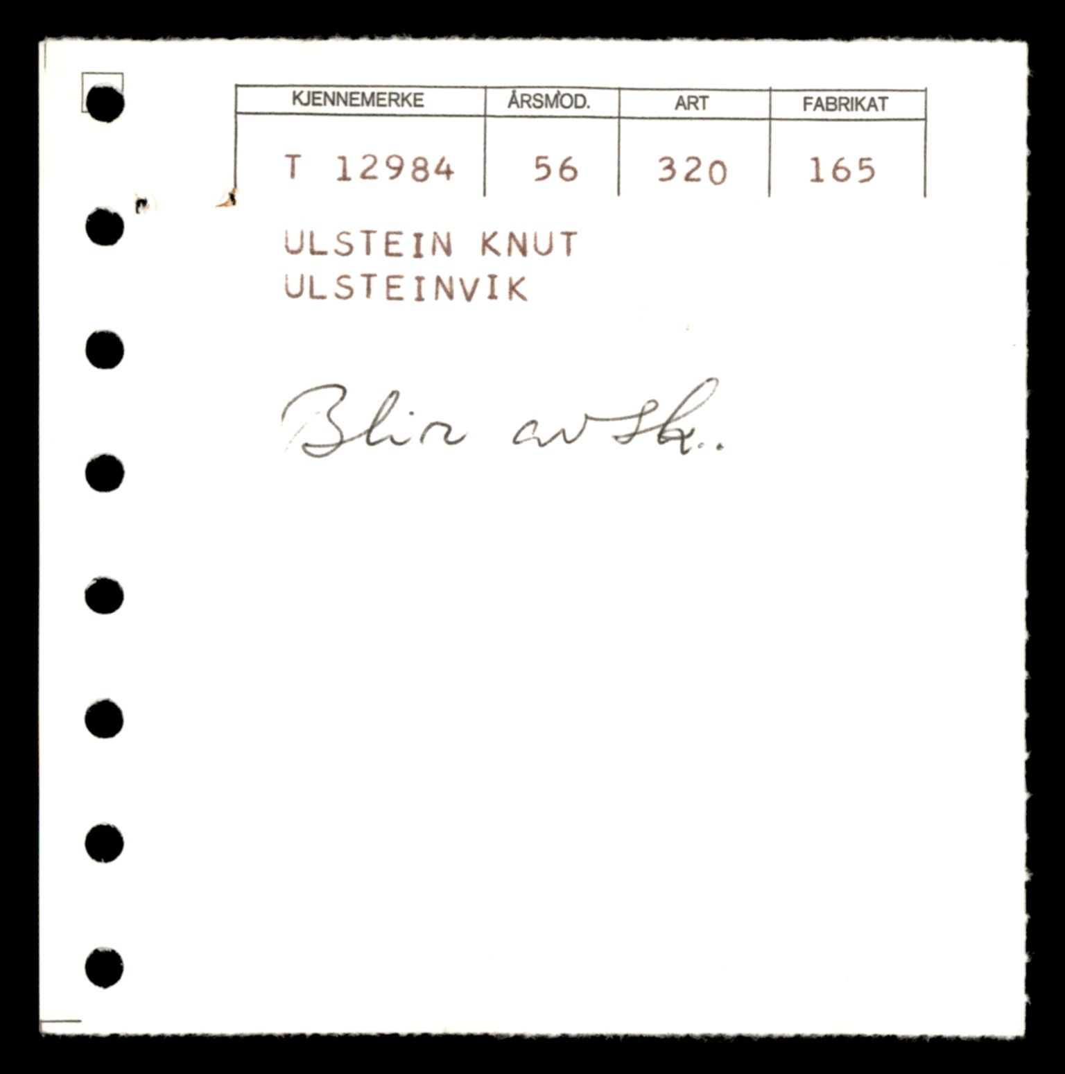 Møre og Romsdal vegkontor - Ålesund trafikkstasjon, AV/SAT-A-4099/F/Fe/L0036: Registreringskort for kjøretøy T 12831 - T 13030, 1927-1998, s. 2285