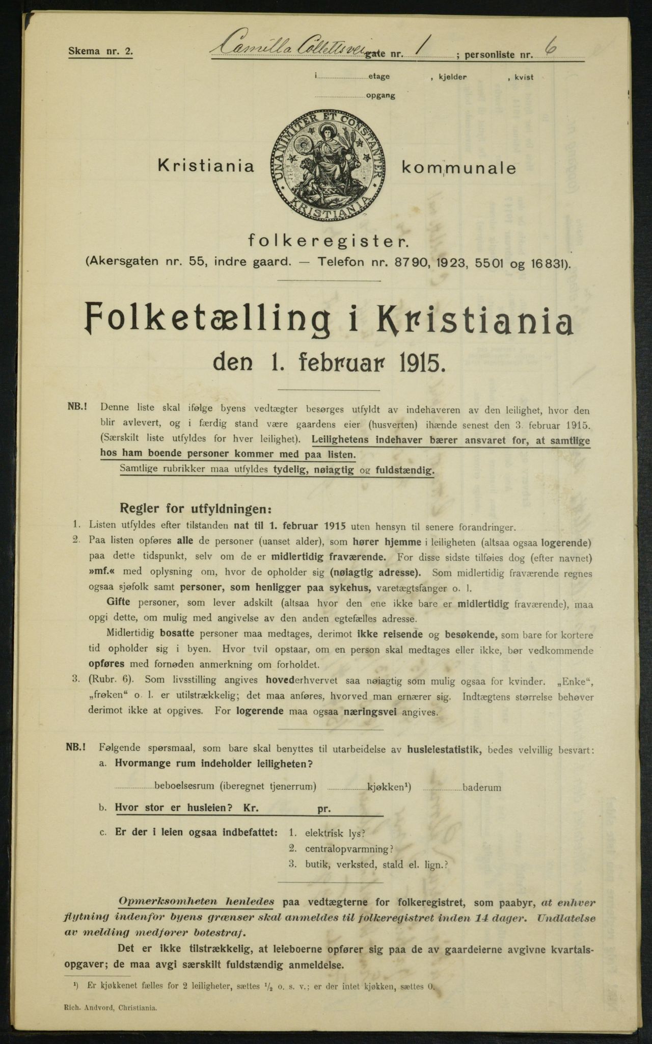 OBA, Kommunal folketelling 1.2.1915 for Kristiania, 1915, s. 11606