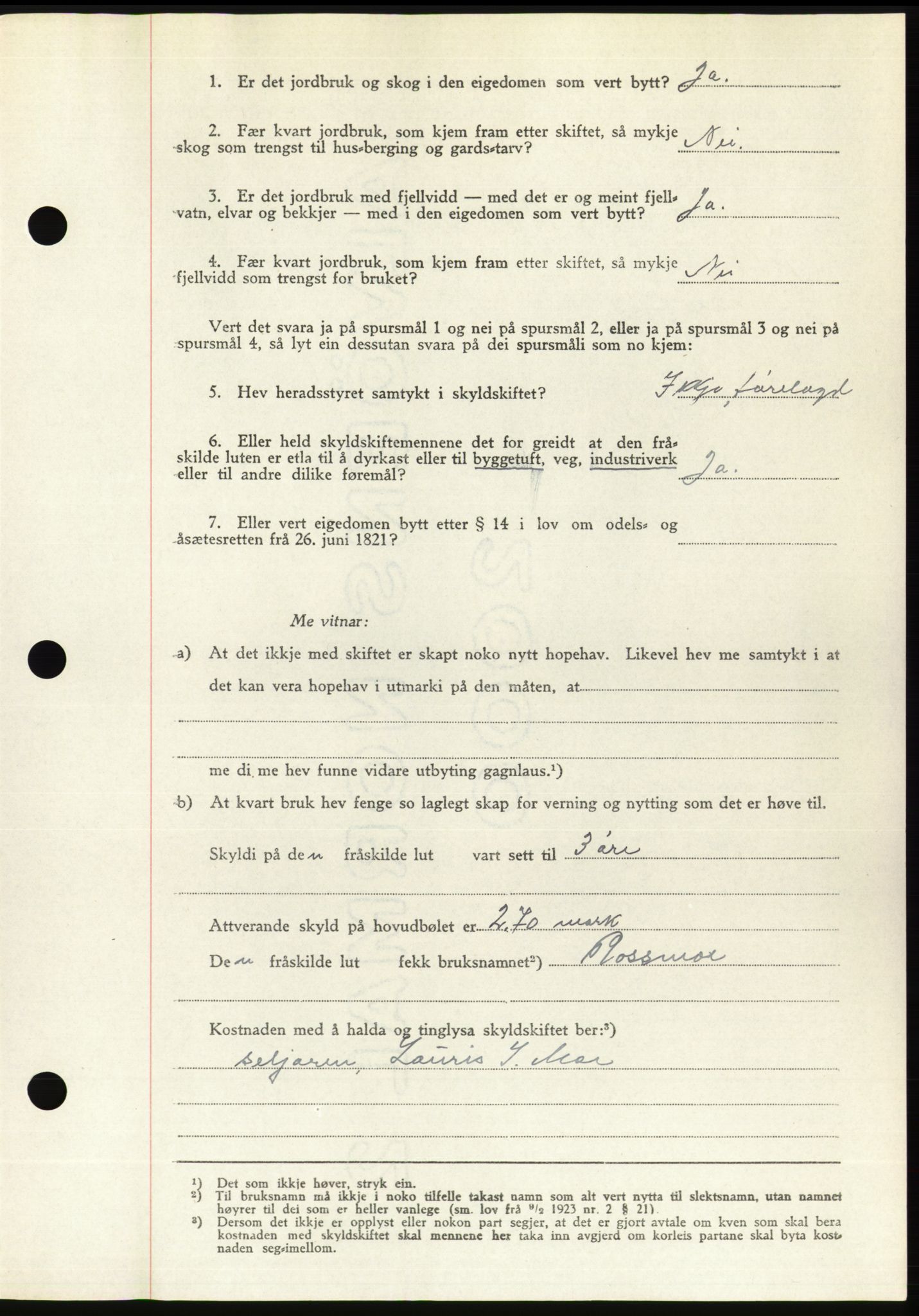 Søre Sunnmøre sorenskriveri, AV/SAT-A-4122/1/2/2C/L0081: Pantebok nr. 7A, 1947-1948, Dagboknr: 1273/1947