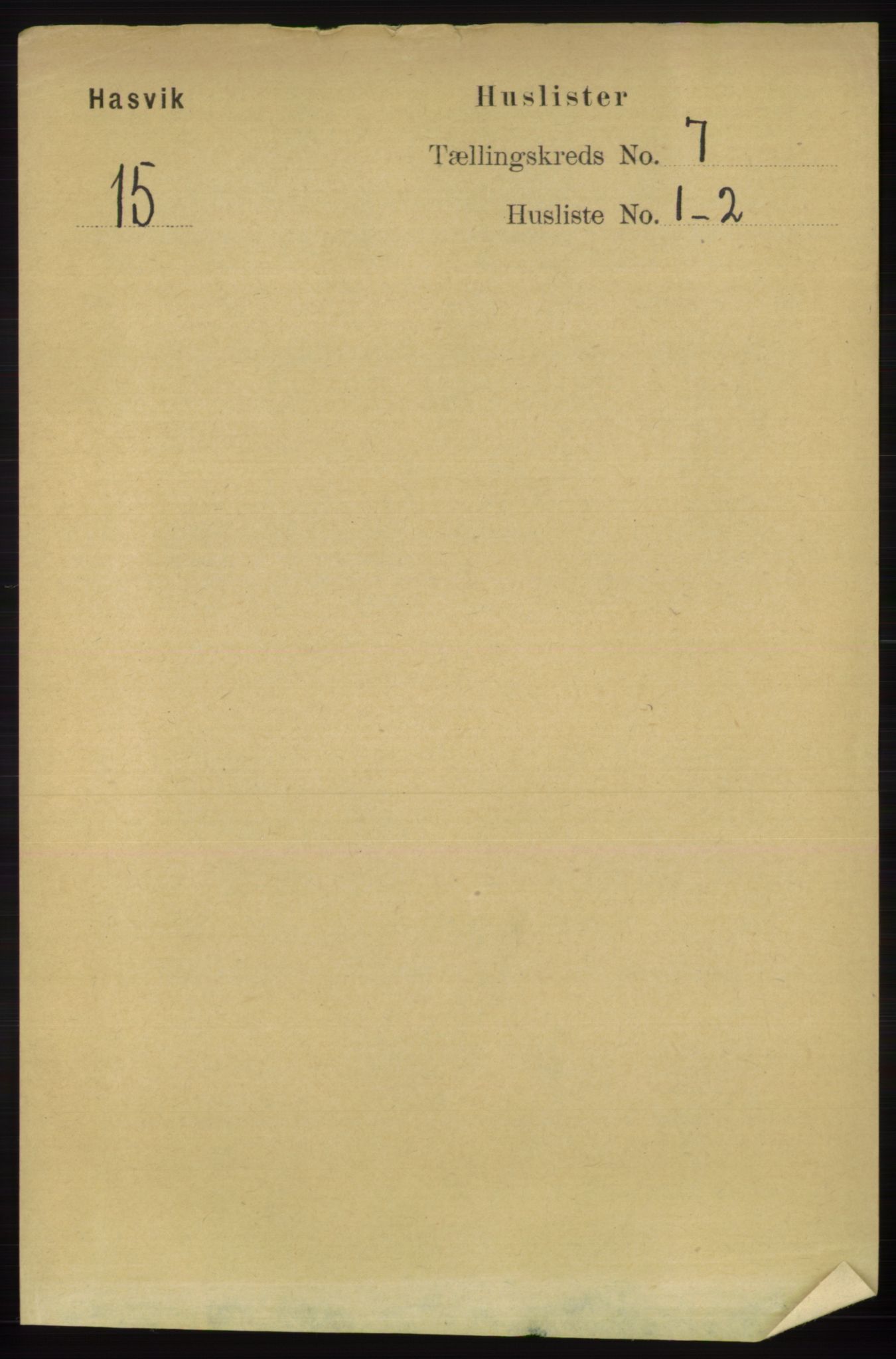 RA, Folketelling 1891 for 2015 Hasvik herred, 1891, s. 961