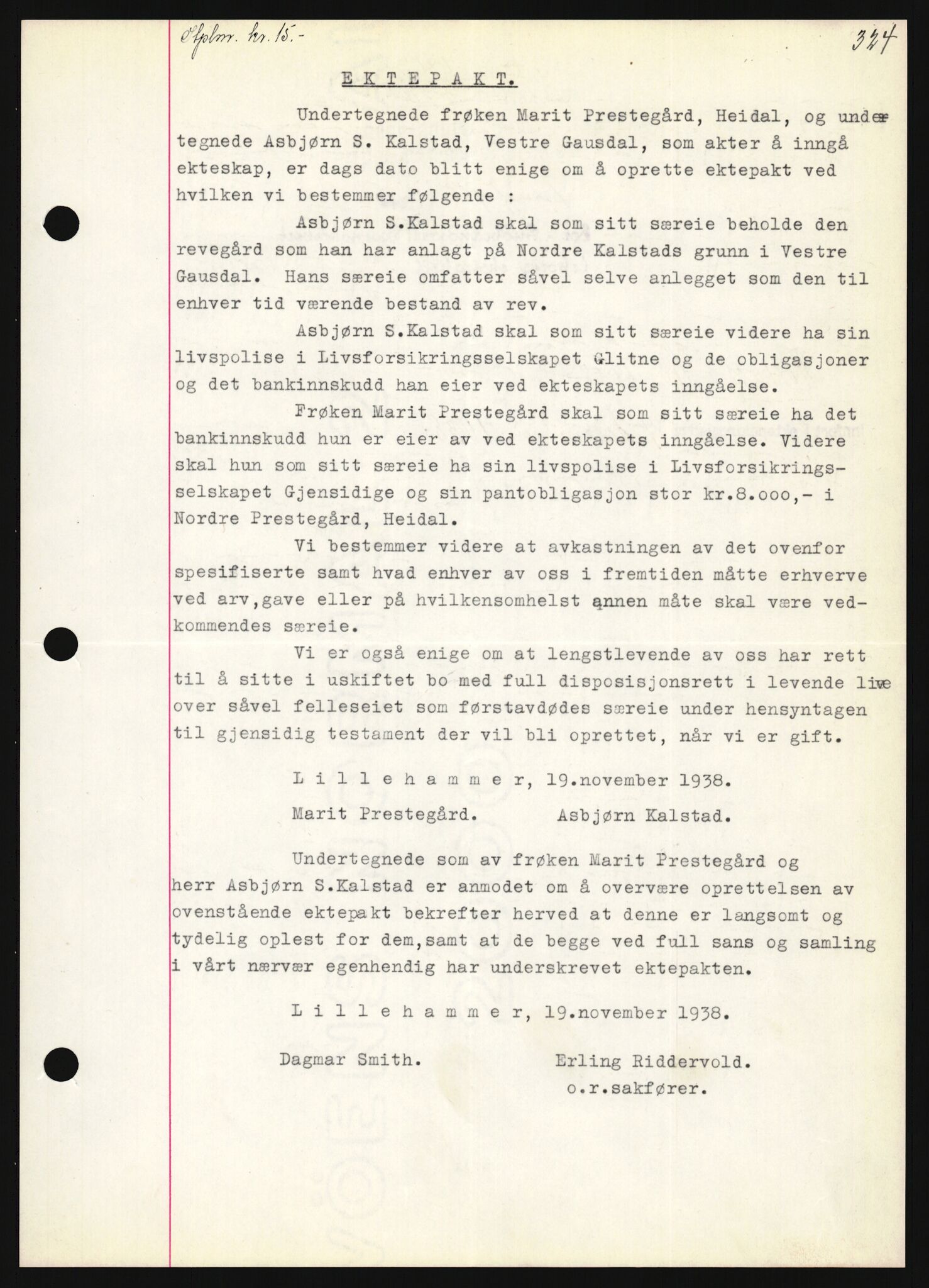 Oslo byskriverembete, AV/SAO-A-10227/2/G/Gb/L0037: Tinglyste ektepakter, Oppland, bind 2-3, 1935-1950