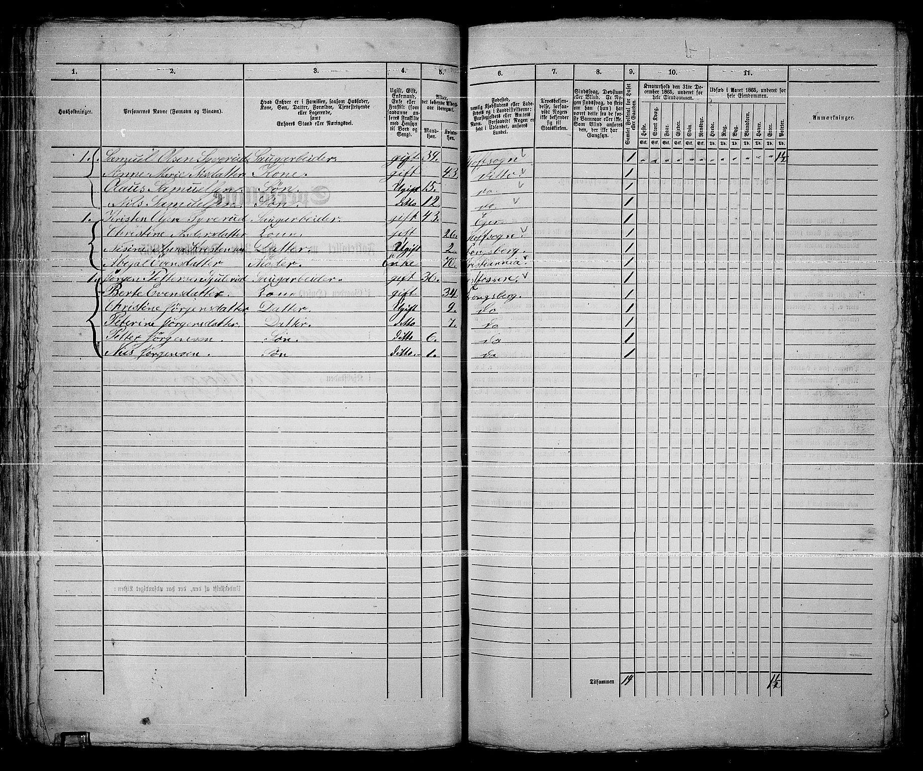 RA, Folketelling 1865 for 0604B Kongsberg prestegjeld, Kongsberg kjøpstad, 1865, s. 125