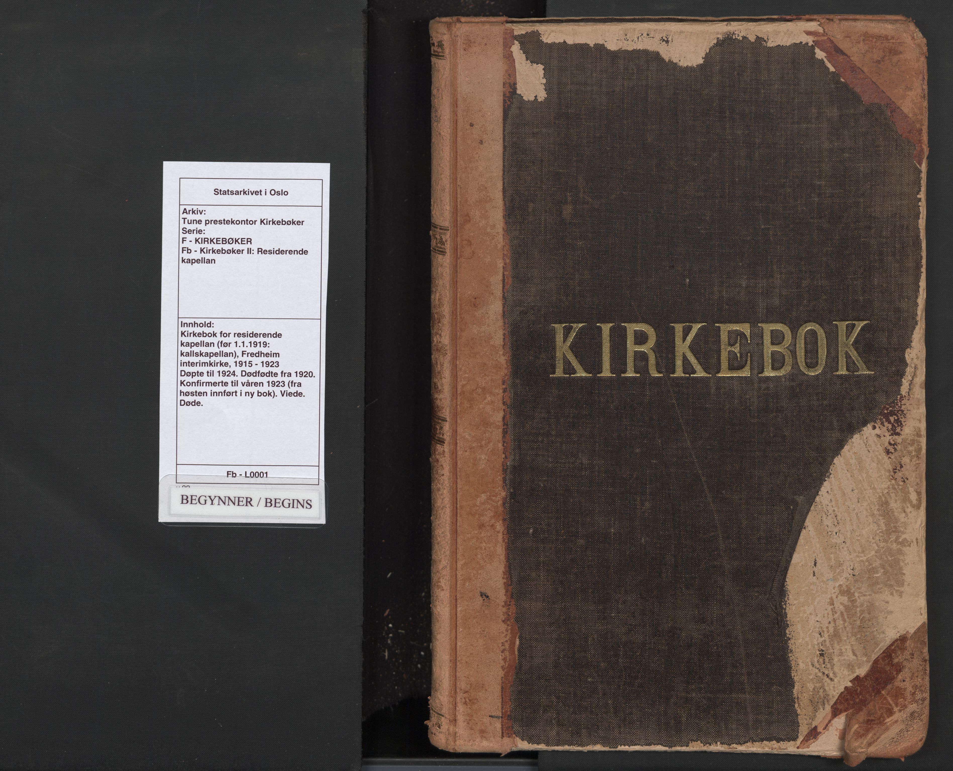 Tune prestekontor Kirkebøker, SAO/A-2007/F: Residerende kapellans bok nr. 1, 1915-1923