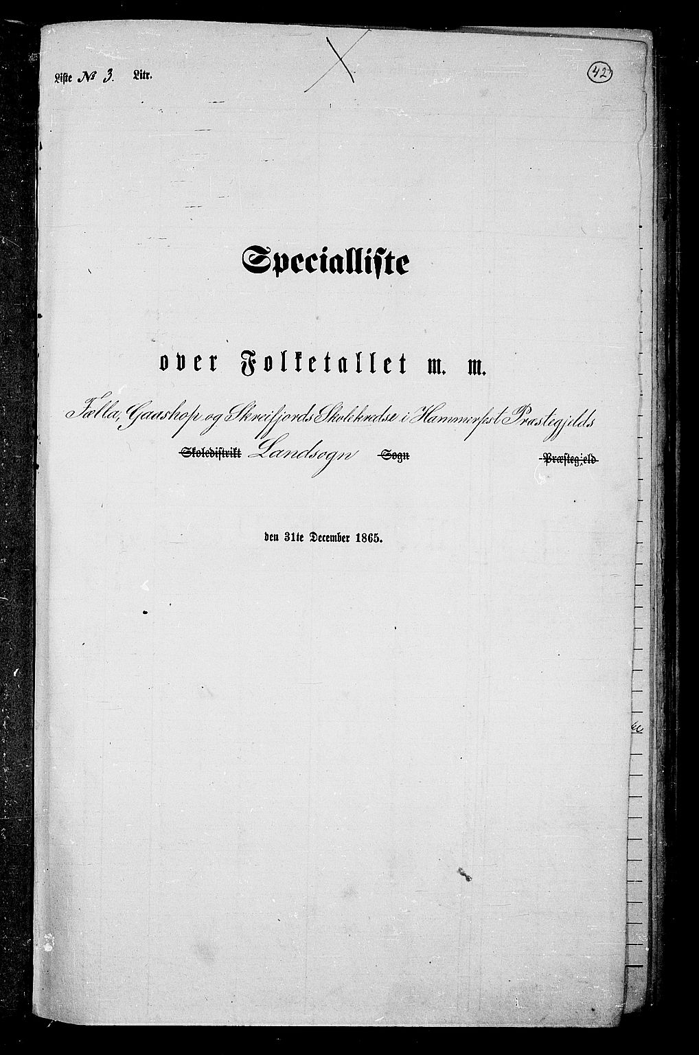 RA, Folketelling 1865 for 2016L Hammerfest prestegjeld, Hammerfest landsokn, 1865, s. 40