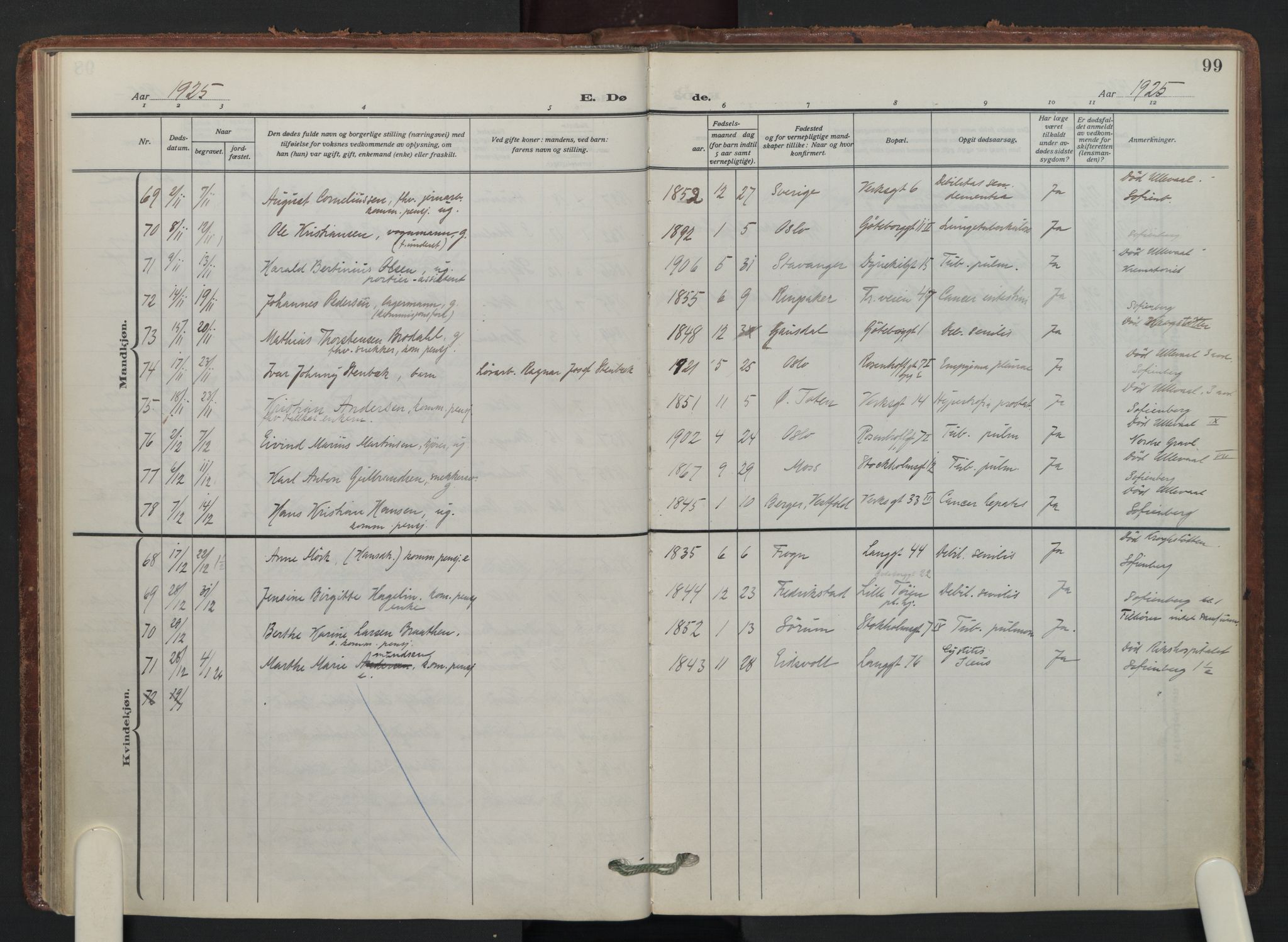 Petrus prestekontor Kirkebøker, AV/SAO-A-10872/F/Fa/L0014: Ministerialbok nr. 14, 1916-1937, s. 99