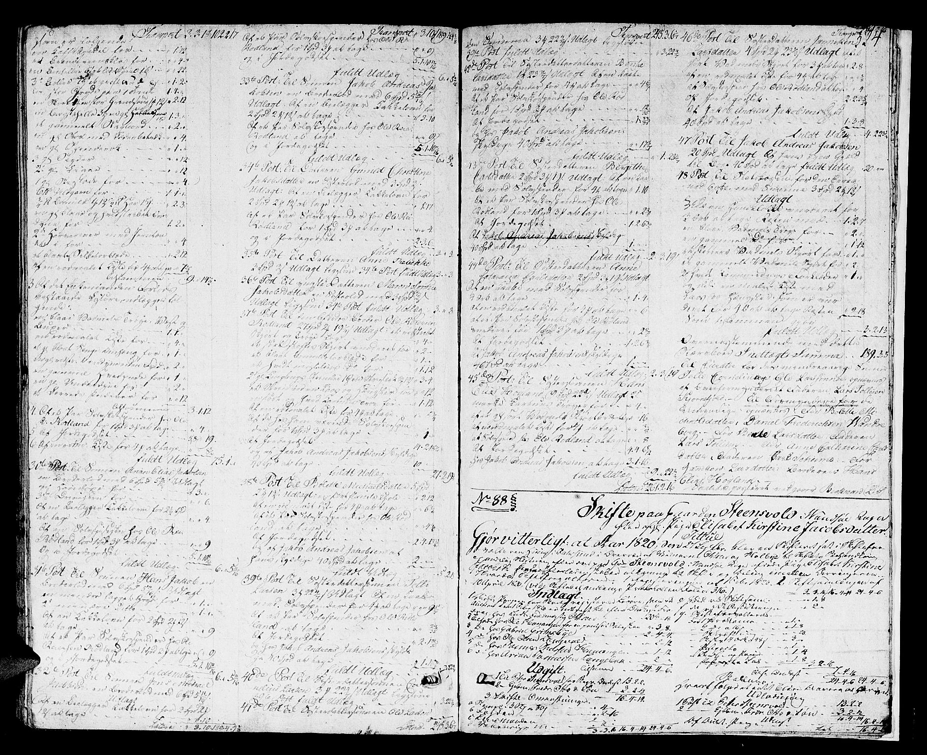 Lyngdal sorenskriveri, AV/SAK-1221-0004/H/Hc/L0888: Skifteutlodningsprotokoll med register nr. 1, 1811-1820, s. 523b-524a