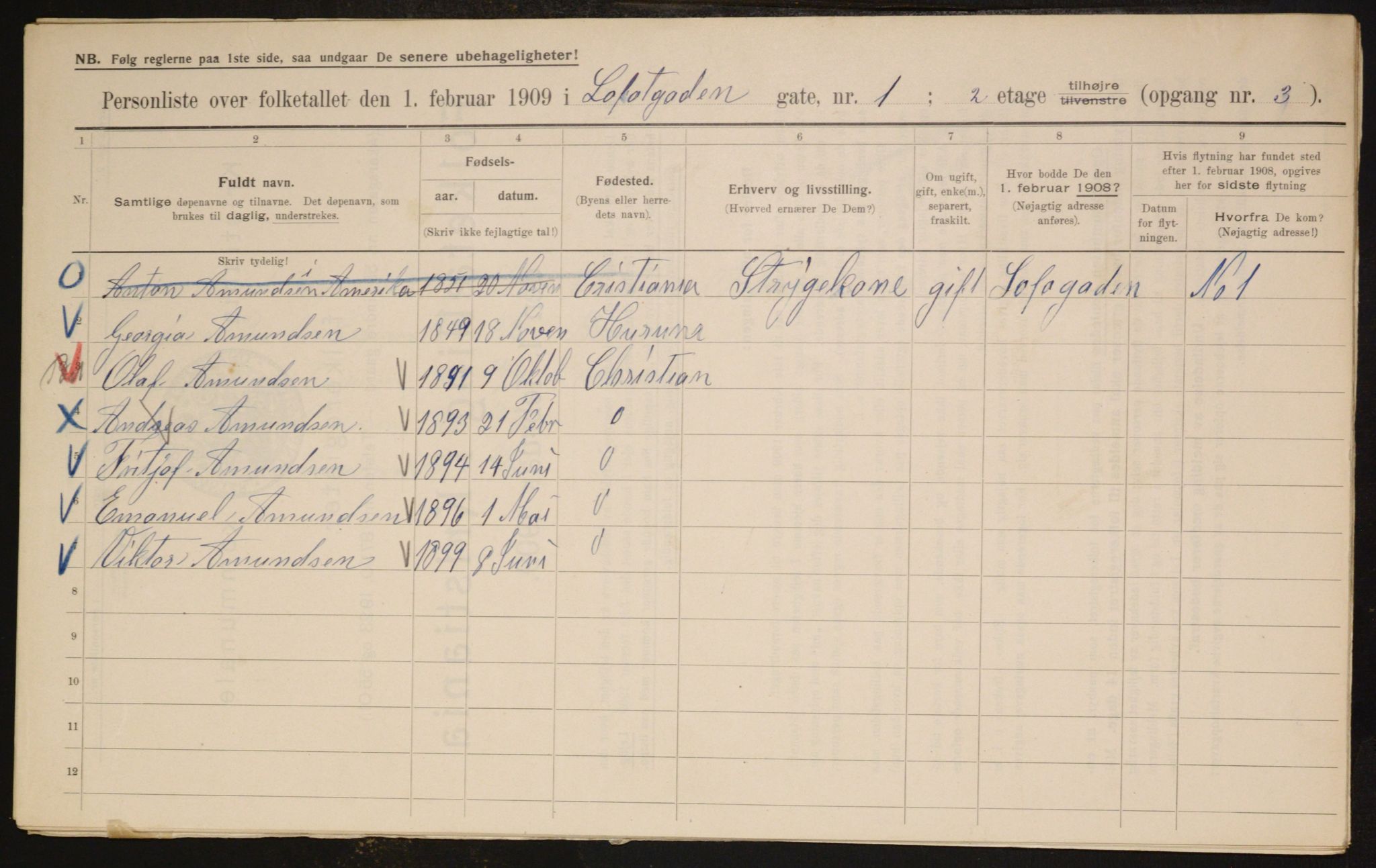 OBA, Kommunal folketelling 1.2.1909 for Kristiania kjøpstad, 1909, s. 53074
