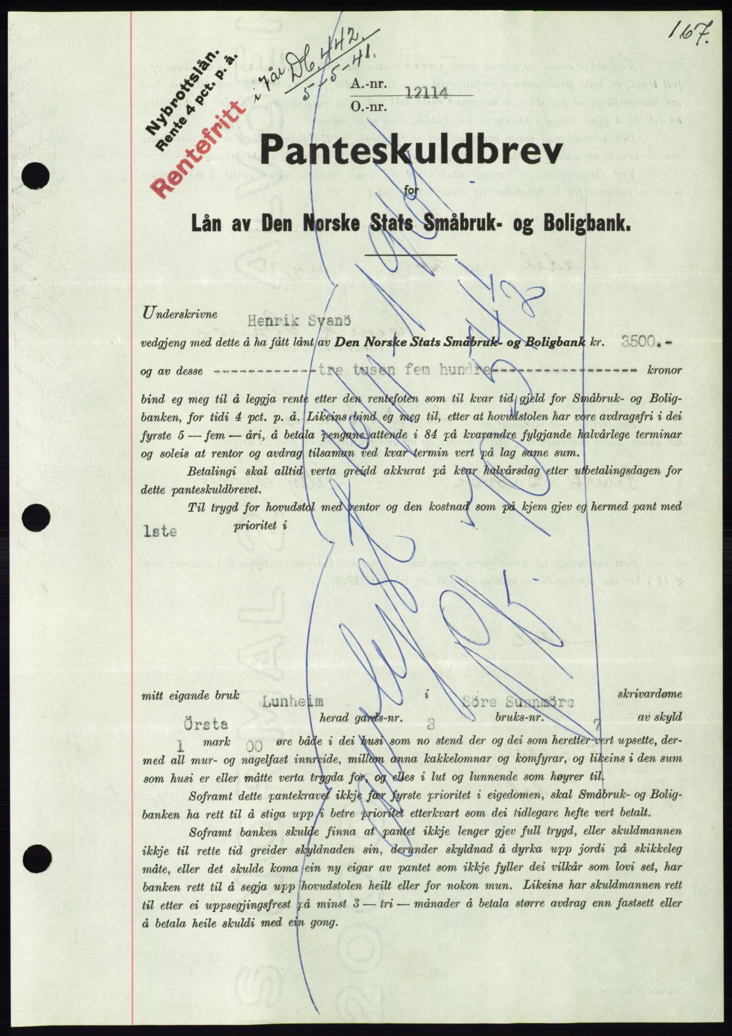 Søre Sunnmøre sorenskriveri, AV/SAT-A-4122/1/2/2C/L0071: Pantebok nr. 65, 1941-1941, Dagboknr: 438/1941