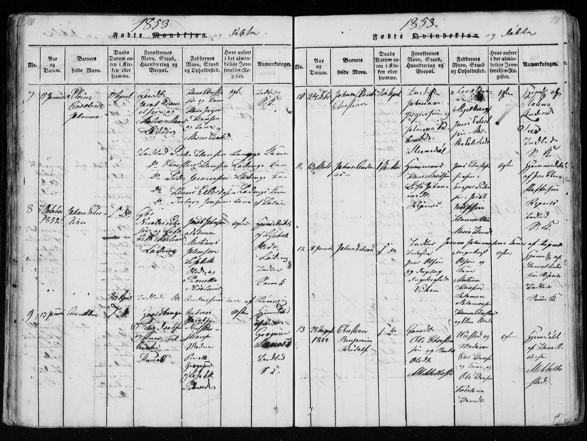 Ministerialprotokoller, klokkerbøker og fødselsregistre - Nordland, AV/SAT-A-1459/801/L0026: Klokkerbok nr. 801C01, 1820-1855, s. 140-141