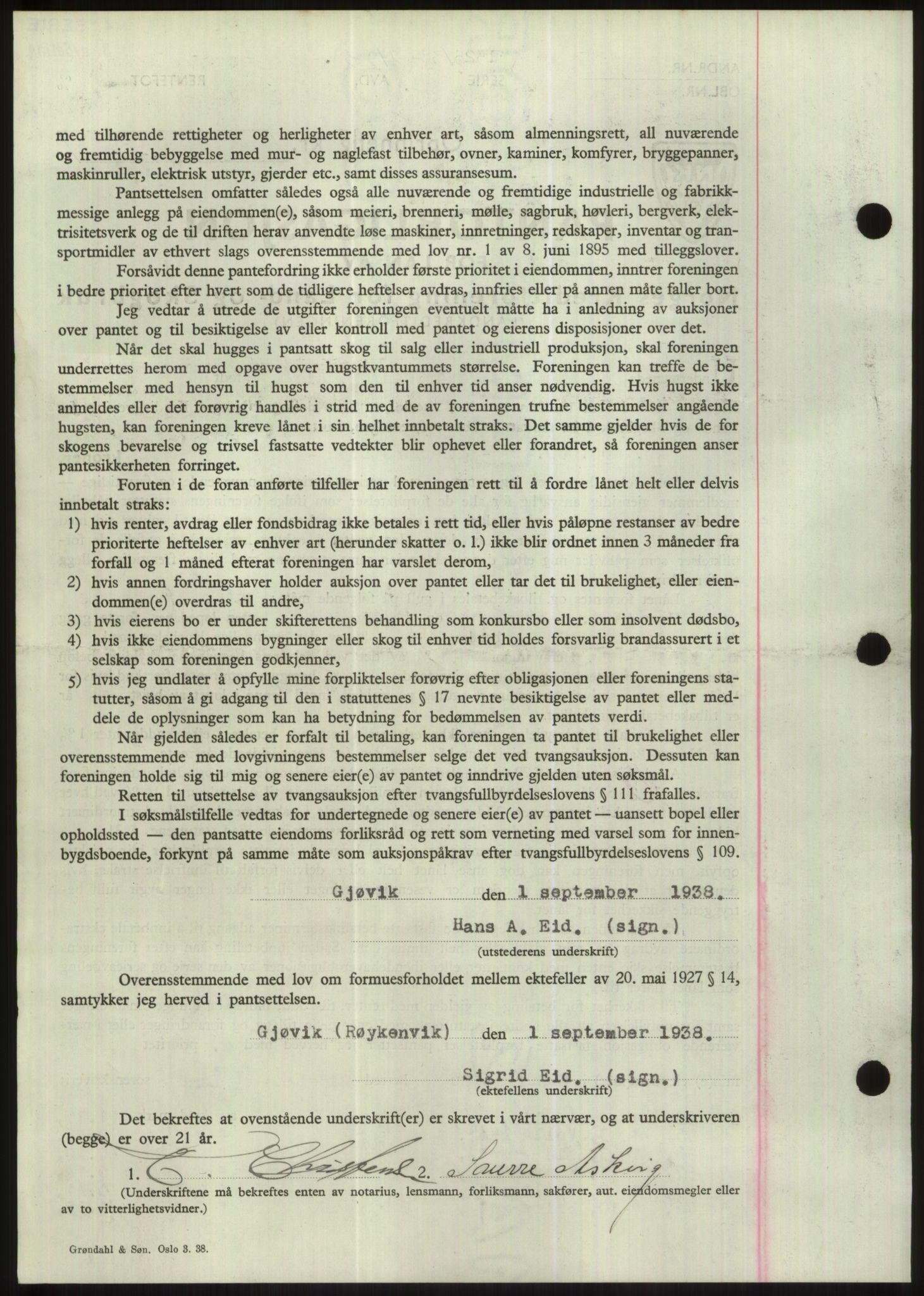 Hadeland og Land tingrett, AV/SAH-TING-010/H/Hb/Hbc/L0004: Pantebok nr. B4, 1938-1939, Dagboknr: 1525/1938