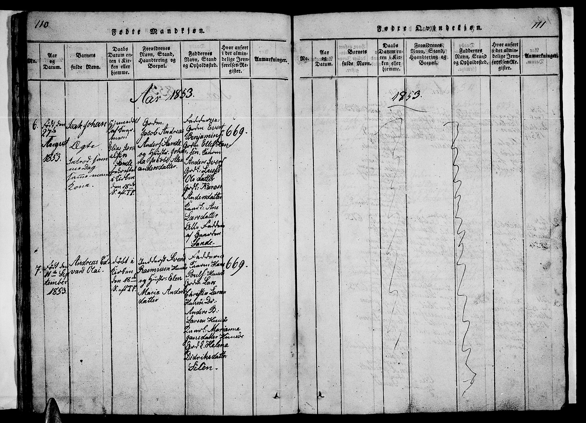 Ministerialprotokoller, klokkerbøker og fødselsregistre - Nordland, AV/SAT-A-1459/840/L0581: Klokkerbok nr. 840C01, 1820-1873, s. 110-111