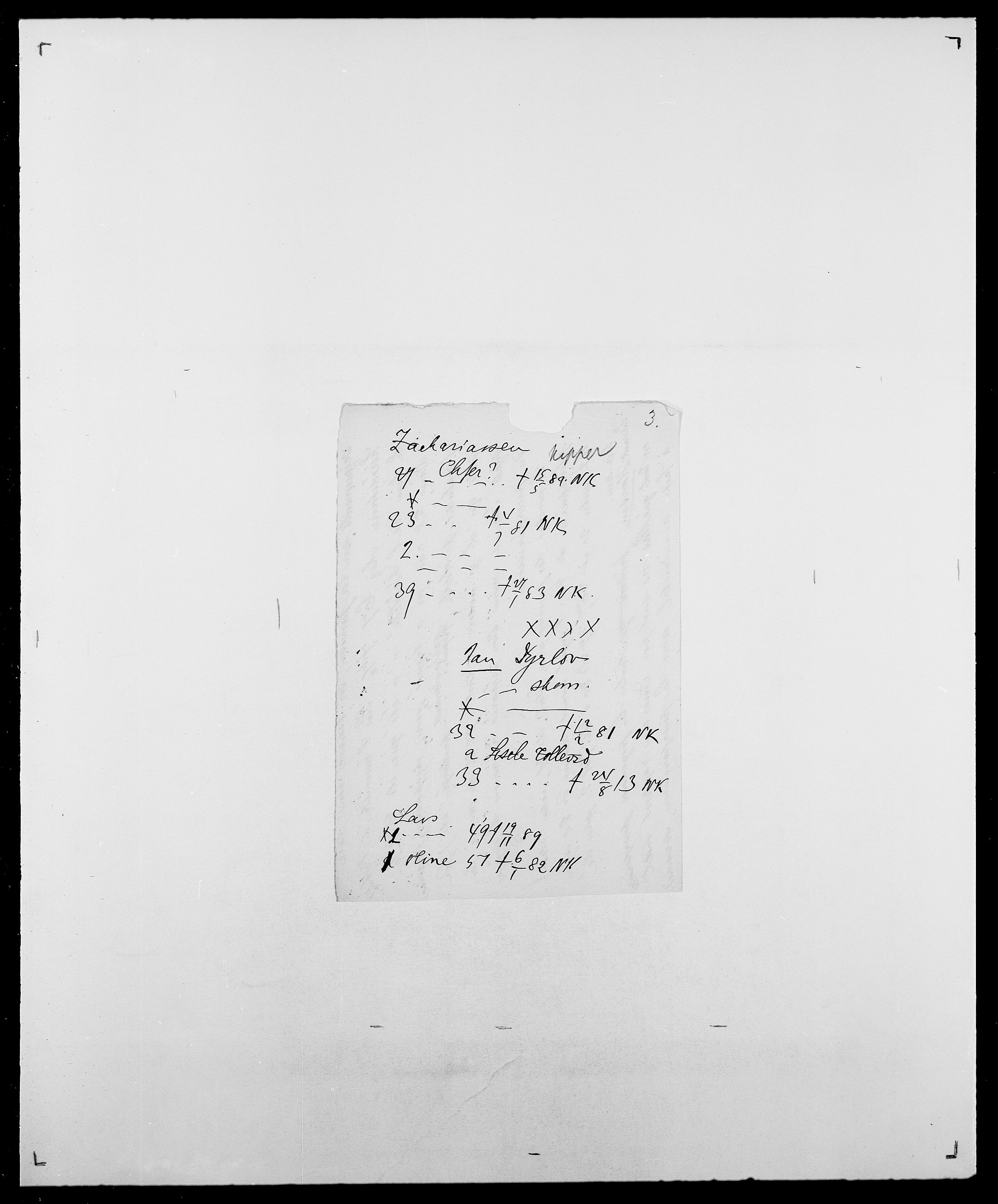 Delgobe, Charles Antoine - samling, SAO/PAO-0038/D/Da/L0043: Wulfsberg - v. Zanten, s. 63