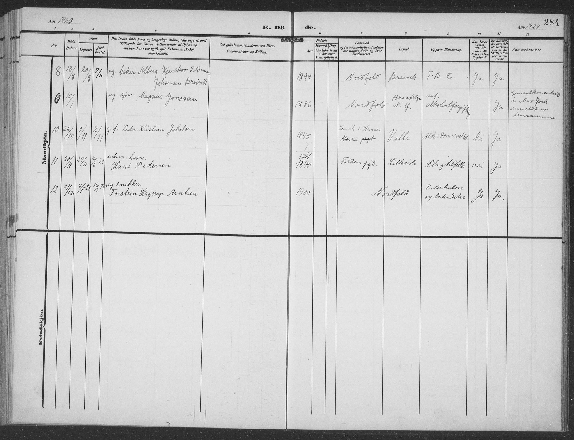 Ministerialprotokoller, klokkerbøker og fødselsregistre - Nordland, AV/SAT-A-1459/858/L0835: Klokkerbok nr. 858C02, 1904-1940, s. 284