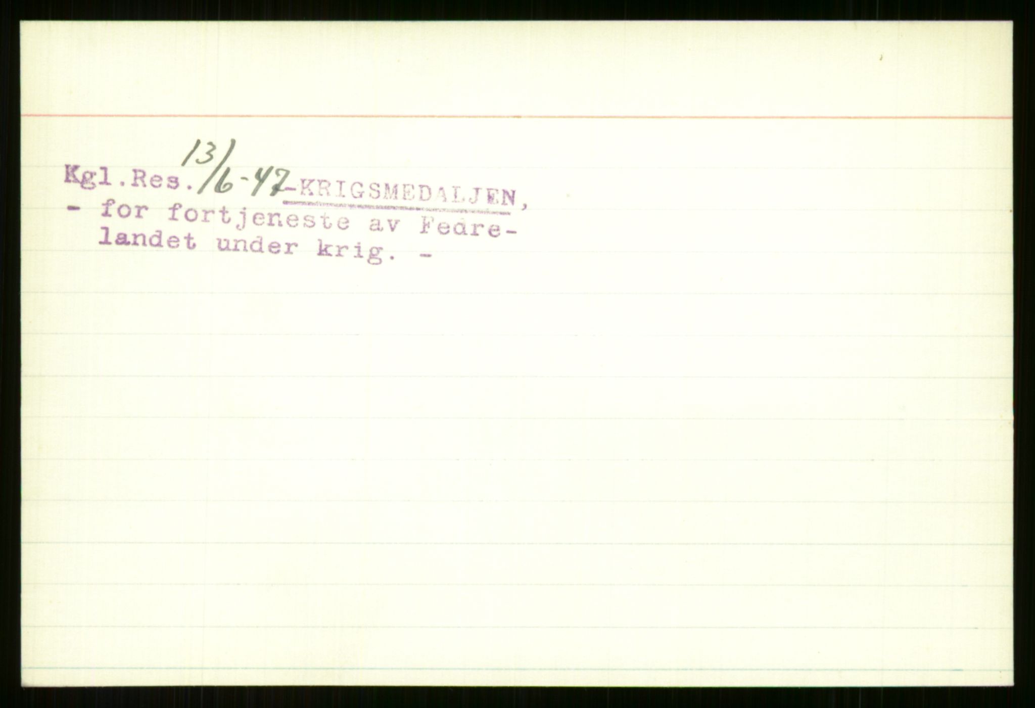 Direktoratet for sjømenn, AV/RA-S-3545/G/Gi/L0005: Alfabetisk ordnet kartotek over krigsdekorasjoner tildelt nordmenn under krigen, Ekeberg - Hendriksen, 1940-1945, s. 6