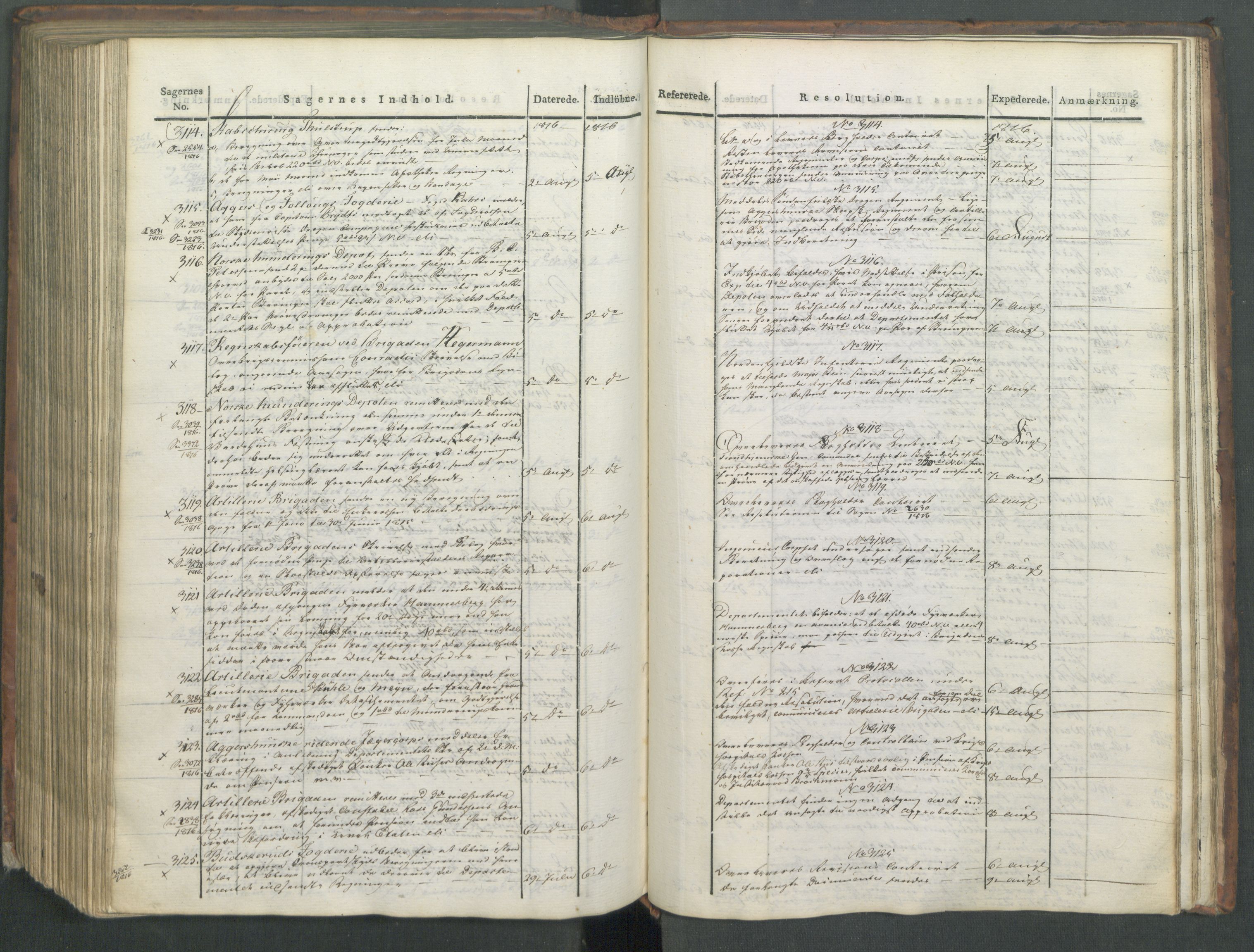 Armédepartementet, AV/RA-RAFA-3493/C/Ca/L0008: 6. Departements Journal, 1816