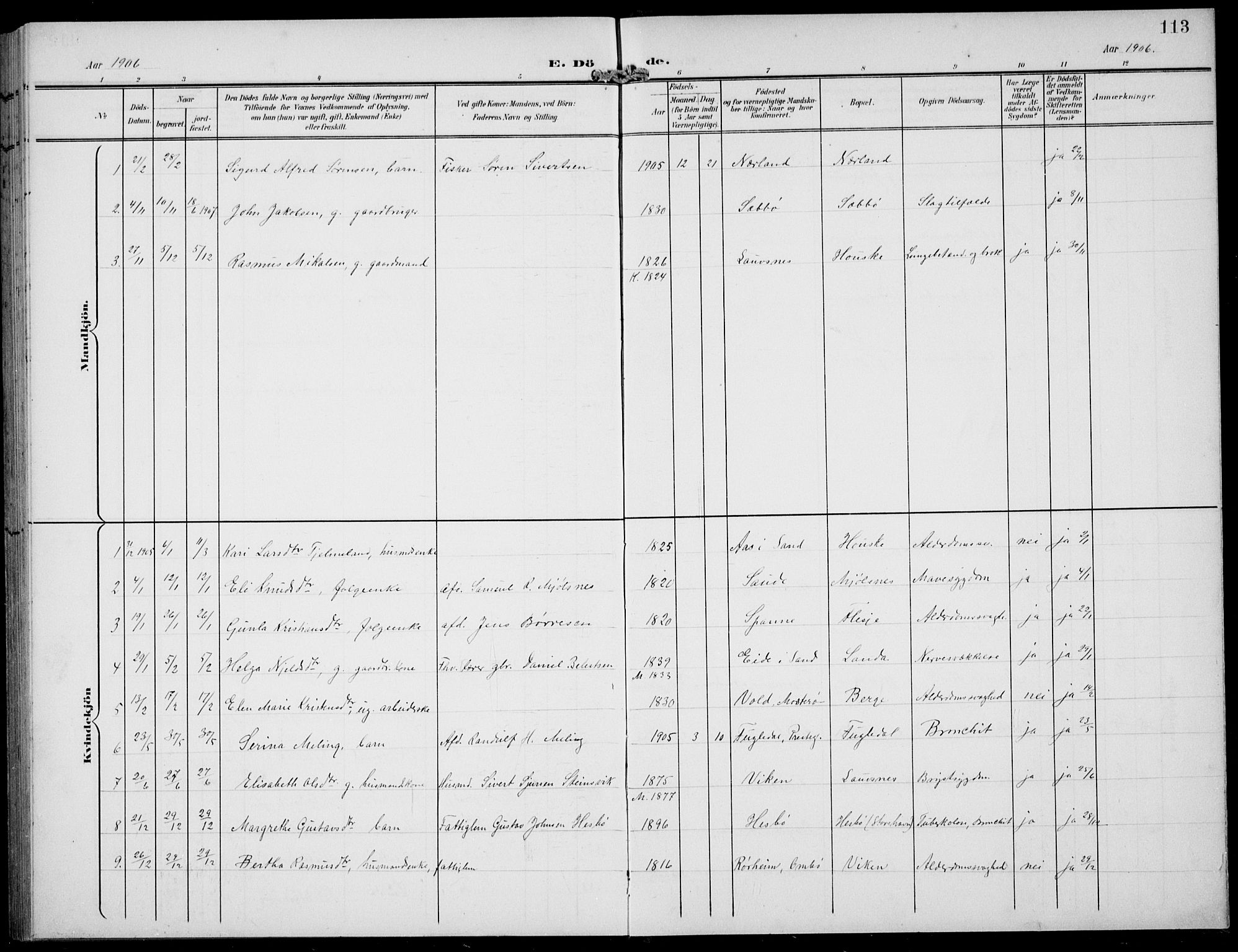 Finnøy sokneprestkontor, AV/SAST-A-101825/H/Ha/Hab/L0006: Klokkerbok nr. B 6, 1900-1934, s. 113