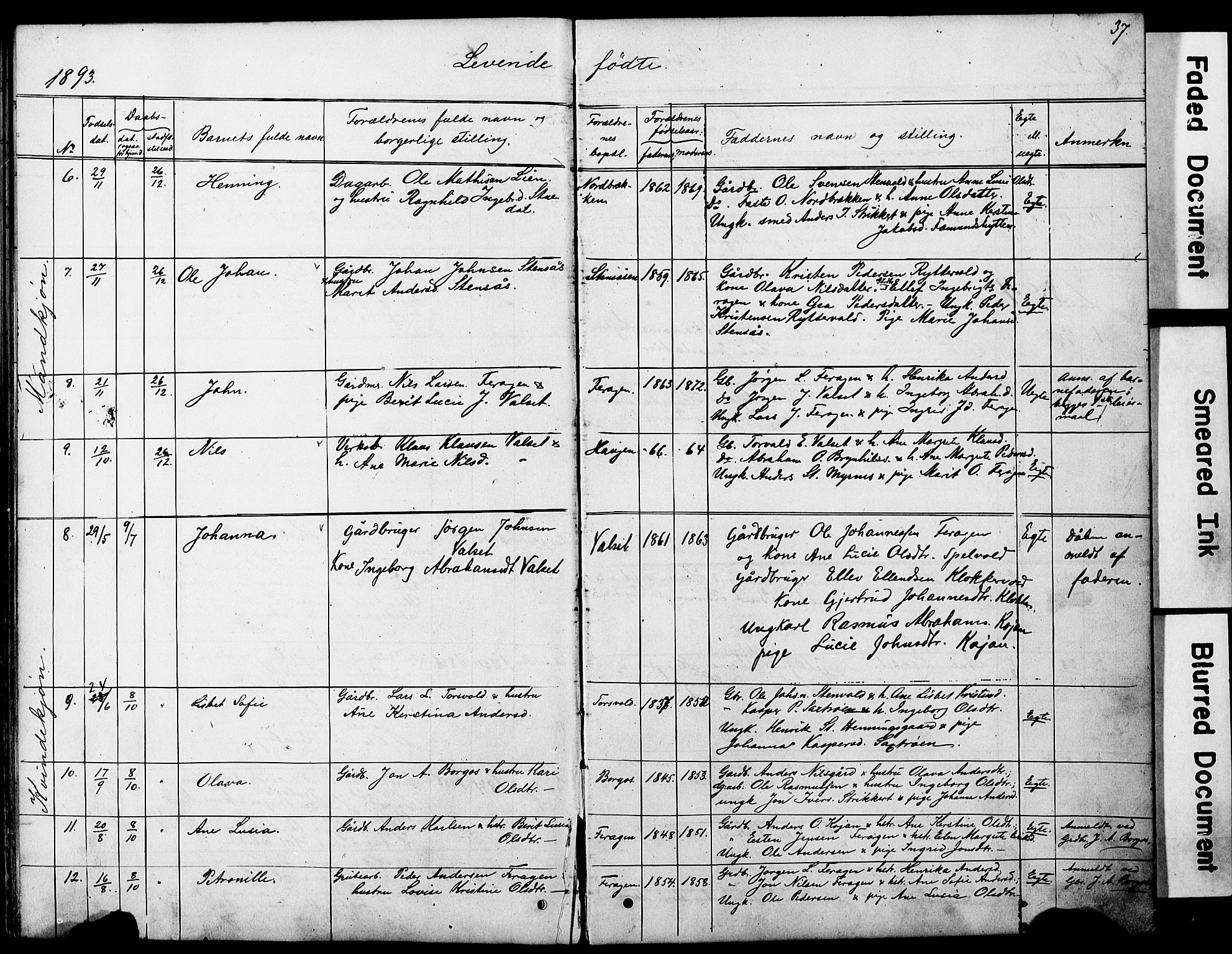 Ministerialprotokoller, klokkerbøker og fødselsregistre - Sør-Trøndelag, AV/SAT-A-1456/683/L0949: Klokkerbok nr. 683C01, 1880-1896, s. 37