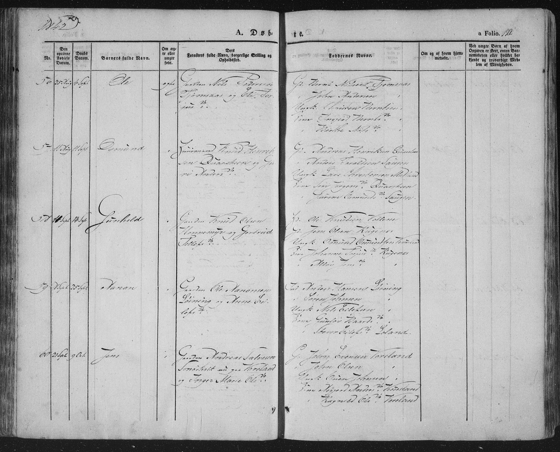 Vennesla sokneprestkontor, AV/SAK-1111-0045/Fa/Fac/L0004: Ministerialbok nr. A 4, 1834-1855, s. 122