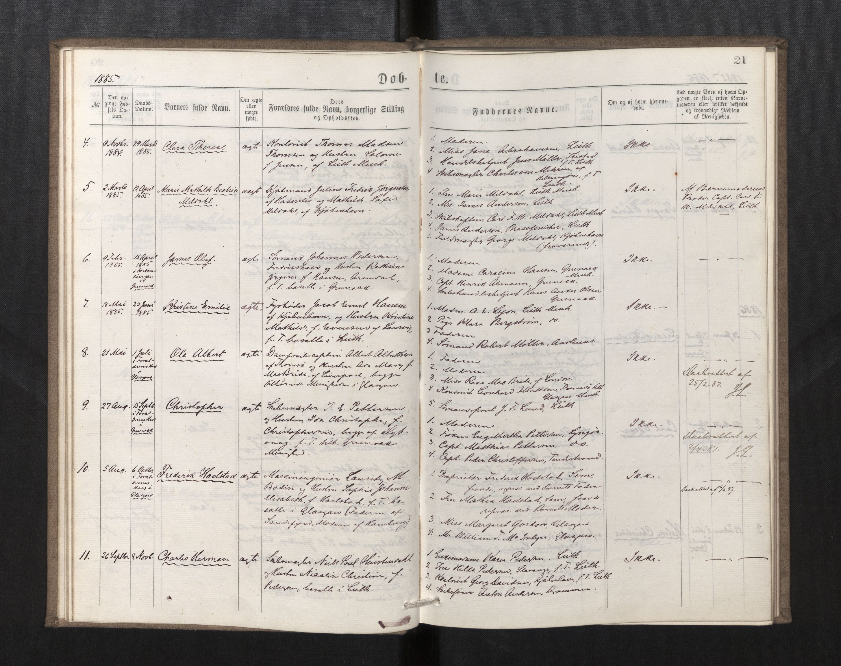 Den norske sjømannsmisjon i utlandet/Skotske havner (Leith, Glasgow), AV/SAB-SAB/PA-0100/H/Ha/Haa/L0002: Ministerialbok nr. A 2, 1877-1887, s. 20b-21a