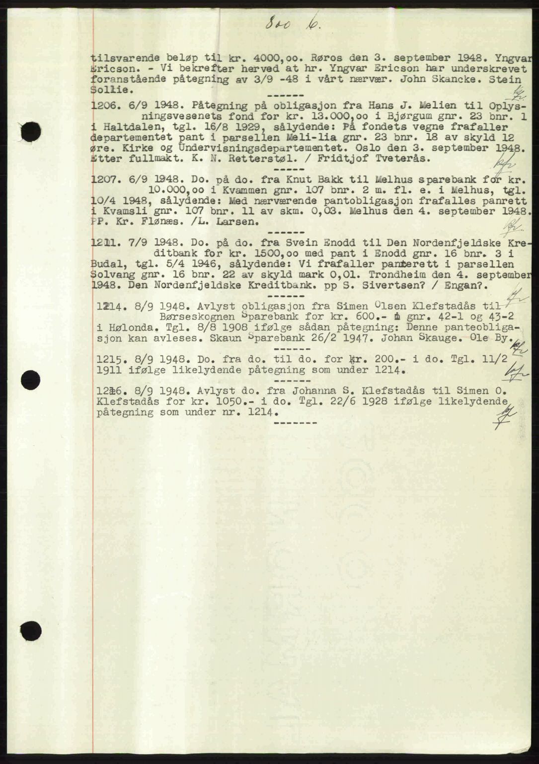 Gauldal sorenskriveri, SAT/A-0014/1/2/2C: Pantebok nr. A6, 1948-1948, Dagboknr: 1206/1948