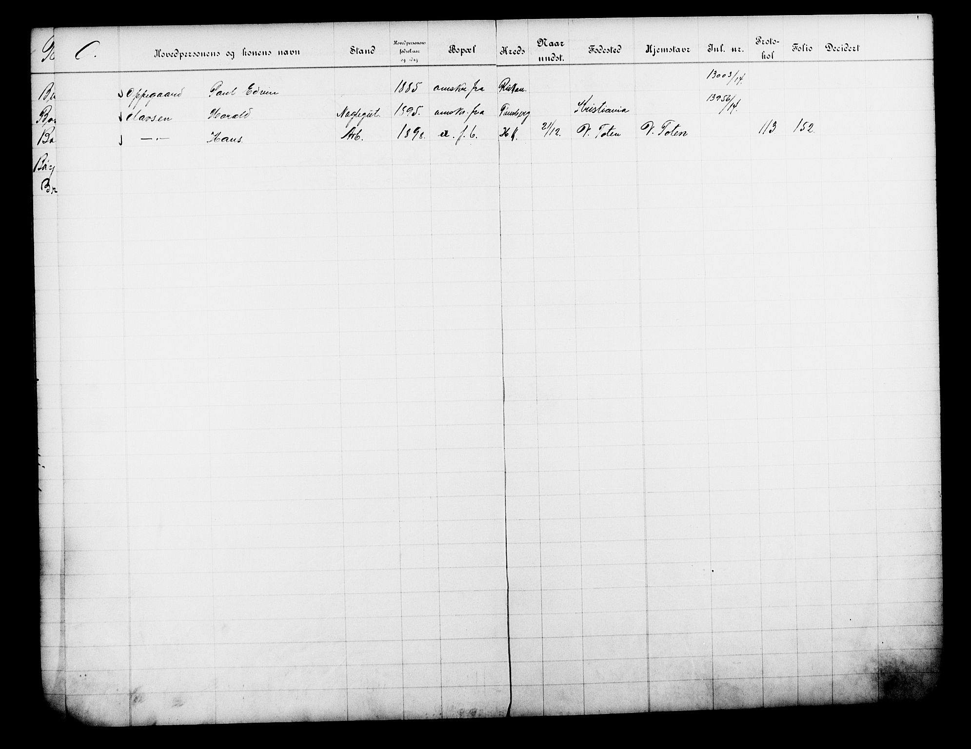 Fattigvesenet, OBA/A-20045/Fb/L0033: Hjemstavnsregister, 1914, s. 256