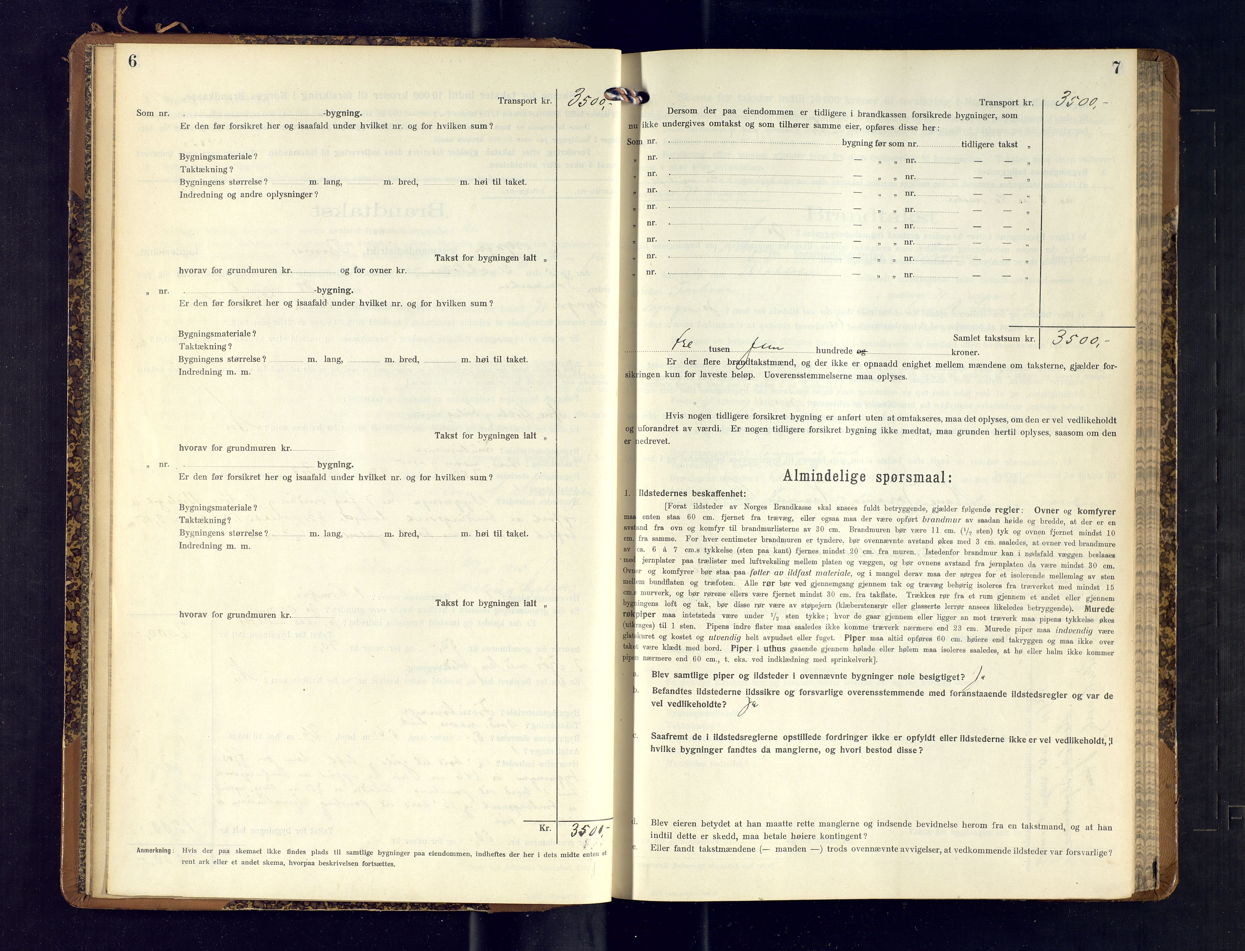 Lyngen lensmannskontor, AV/SATØ-SATO-99/F/Fm/Fmb/L0120: Branntakstprotokoller, 1915-1917, s. 6-7