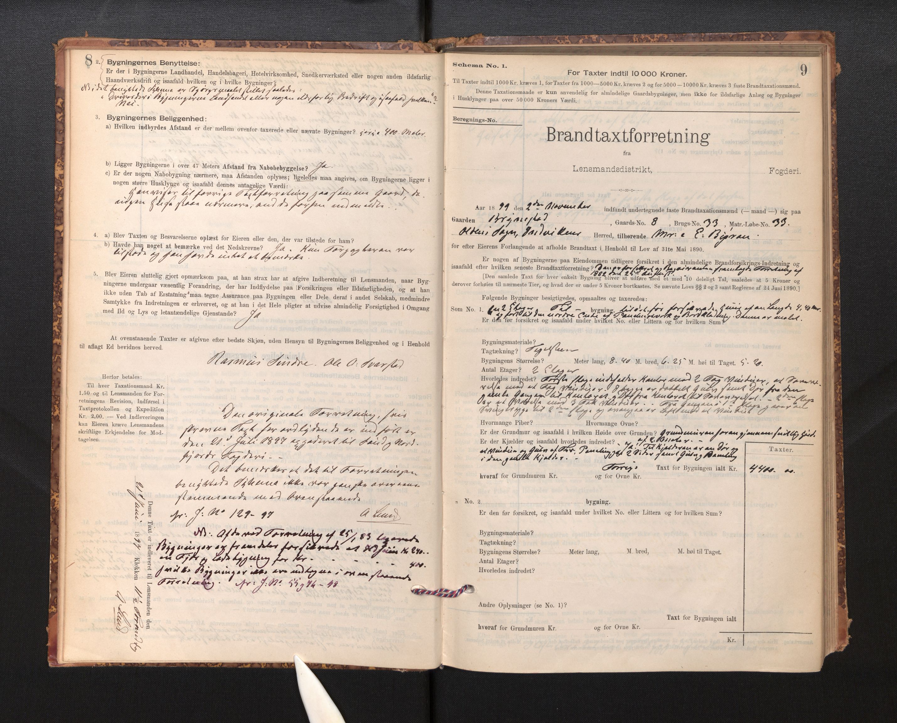 Lensmannen i Stryn og Innvik, SAB/A-30201/0012/L0002: Branntakstprotokoll, skjematakst, 1894-1942, s. 8-9