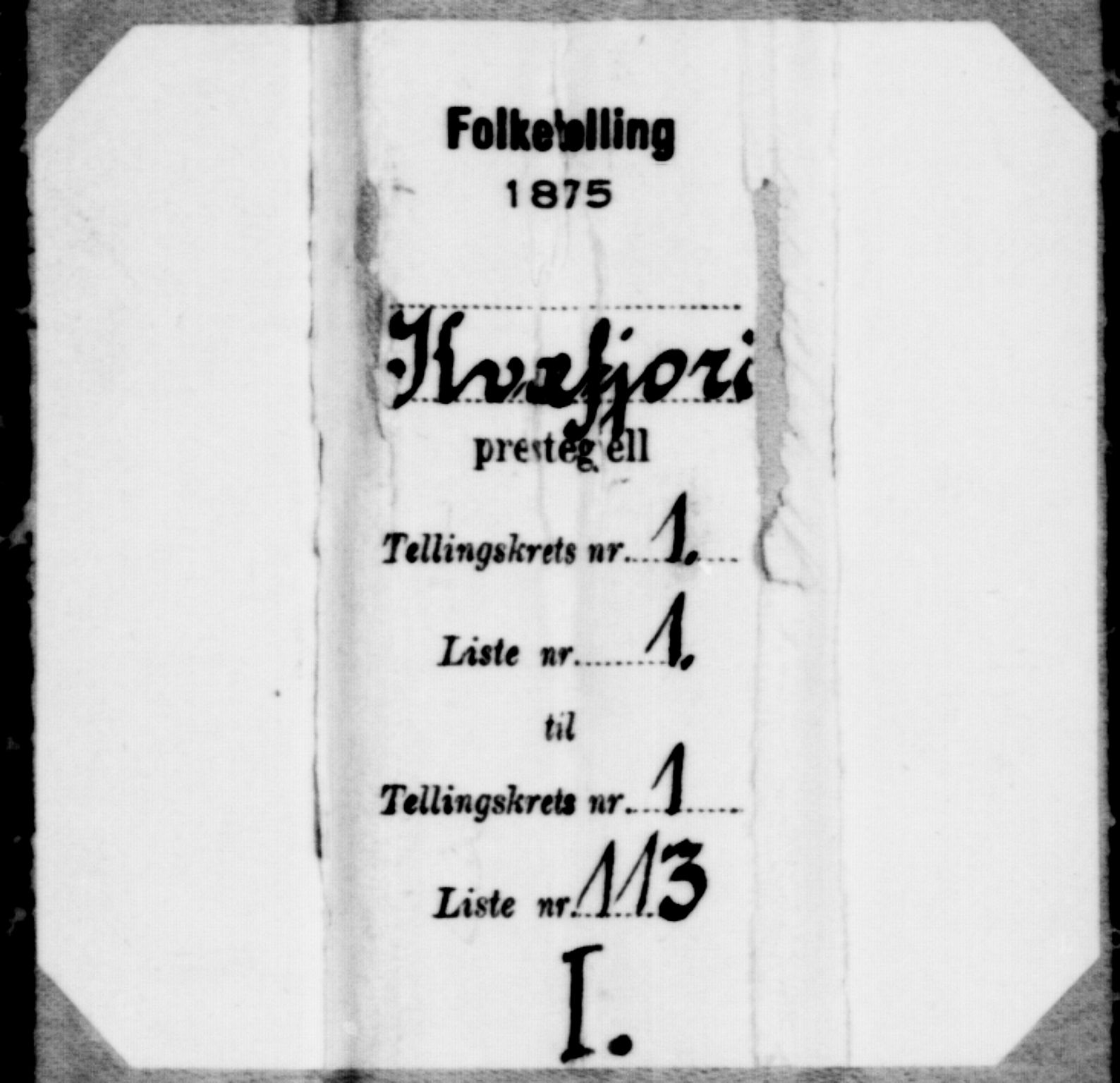 SATØ, Folketelling 1875 for 1911P Kvæfjord prestegjeld, 1875