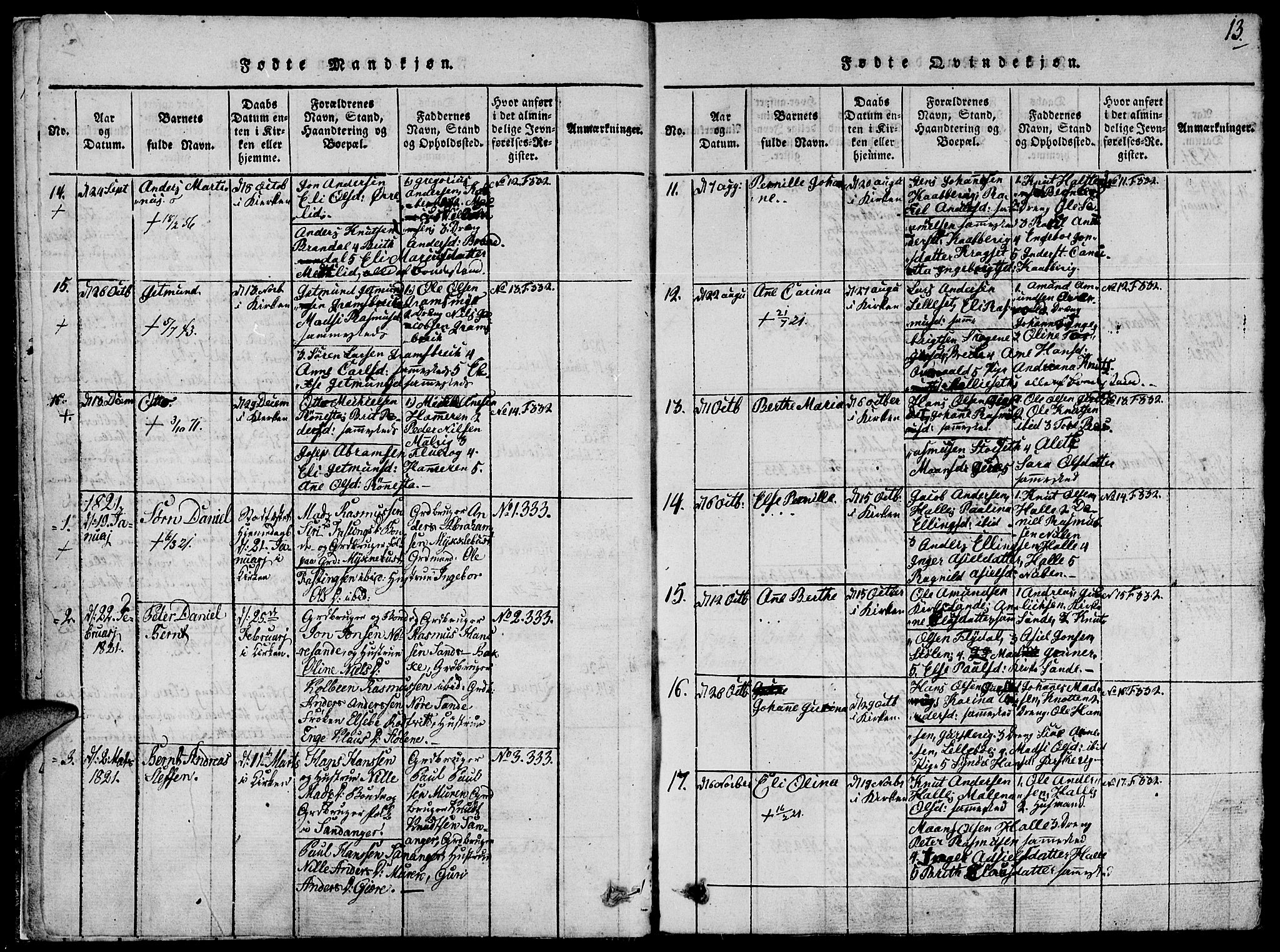 Ministerialprotokoller, klokkerbøker og fødselsregistre - Møre og Romsdal, AV/SAT-A-1454/503/L0033: Ministerialbok nr. 503A01, 1816-1841, s. 13