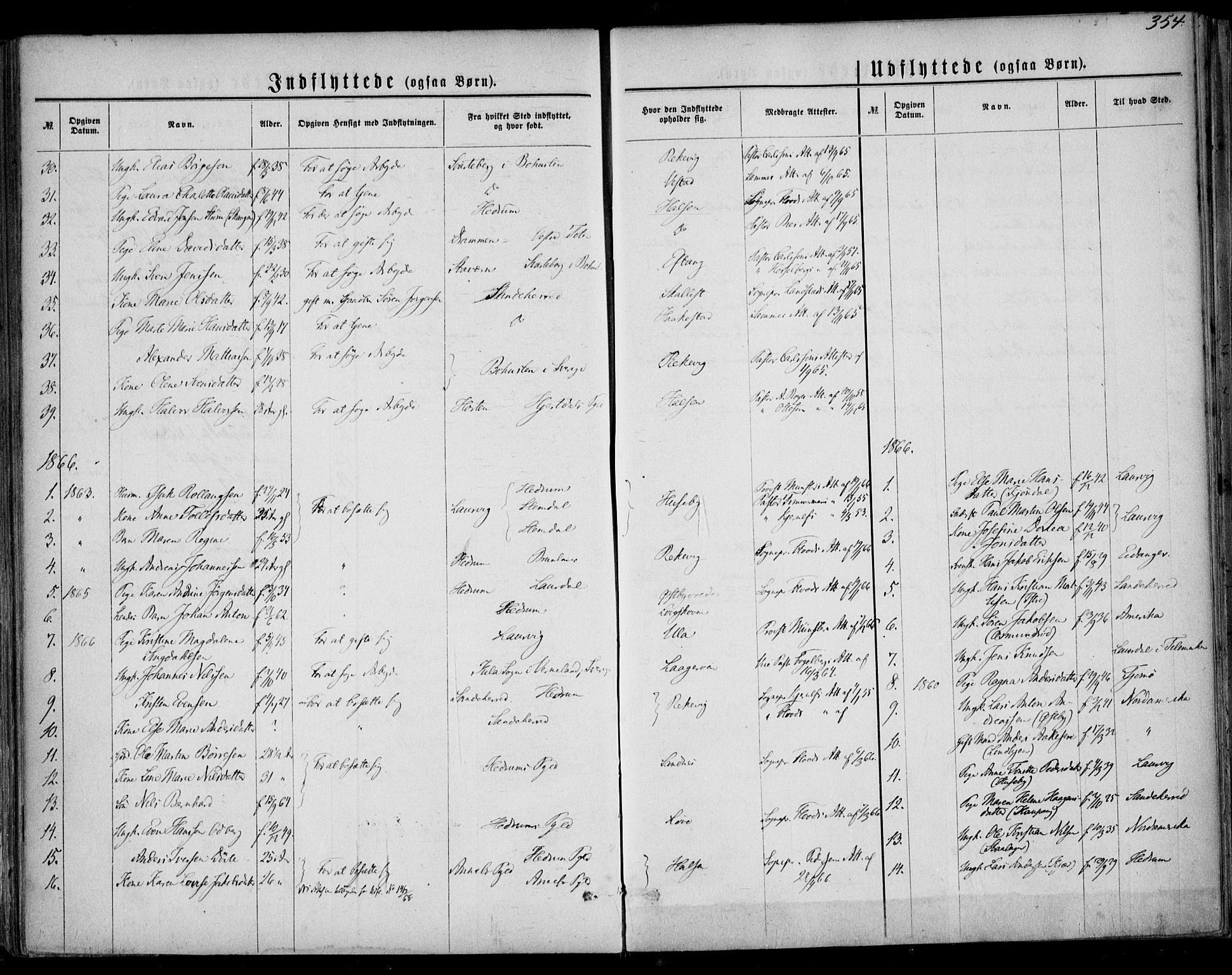 Tjølling kirkebøker, AV/SAKO-A-60/F/Fa/L0007: Ministerialbok nr. 7, 1860-1876, s. 354